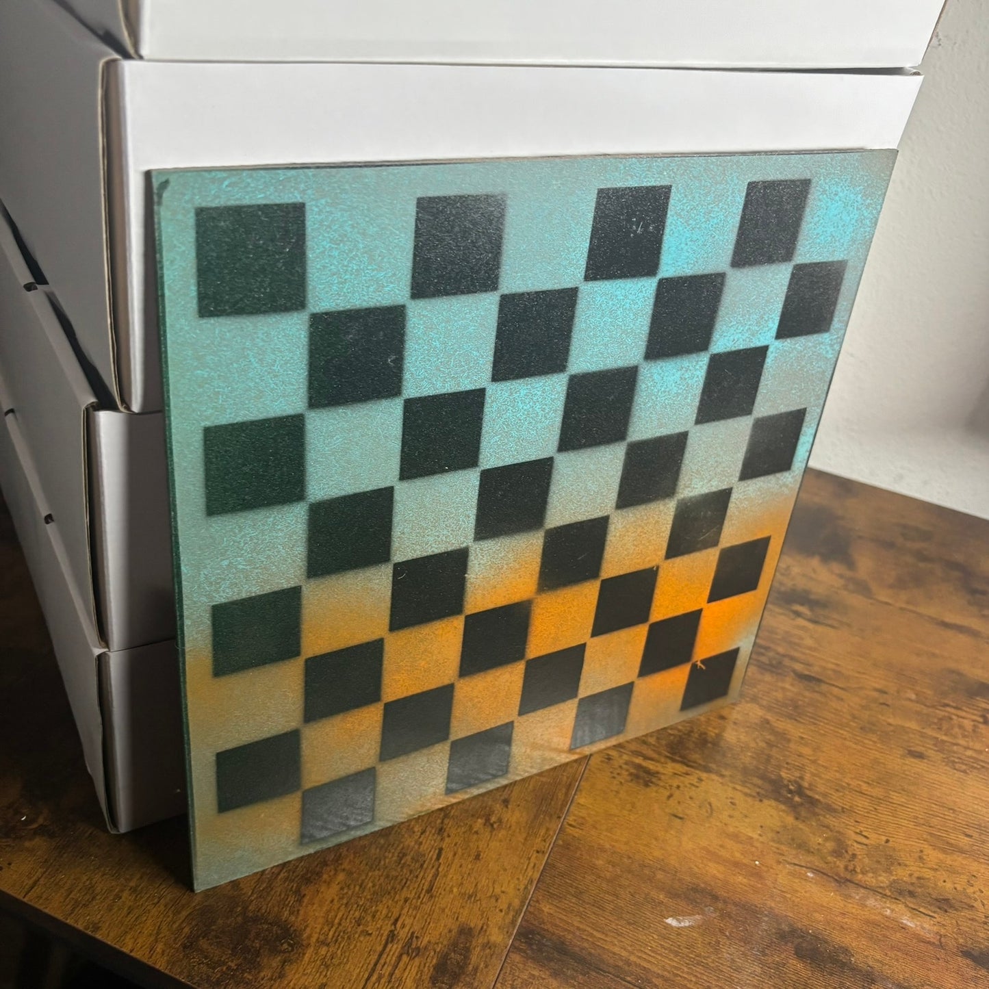 Blue & Orange - Painted Chess Board