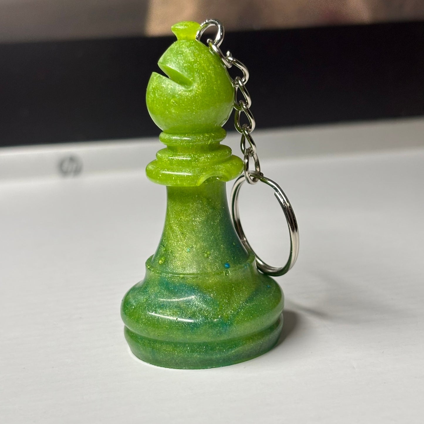 Lemon green Bishop - Handmade Resin Keychain - Large Edition