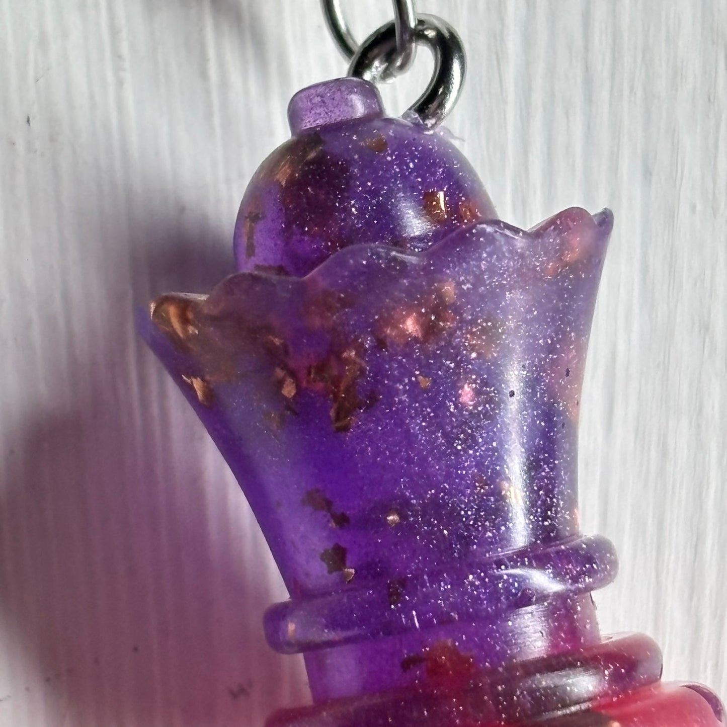 Purple & Red Queen - Handmade Resin Chess Necklace