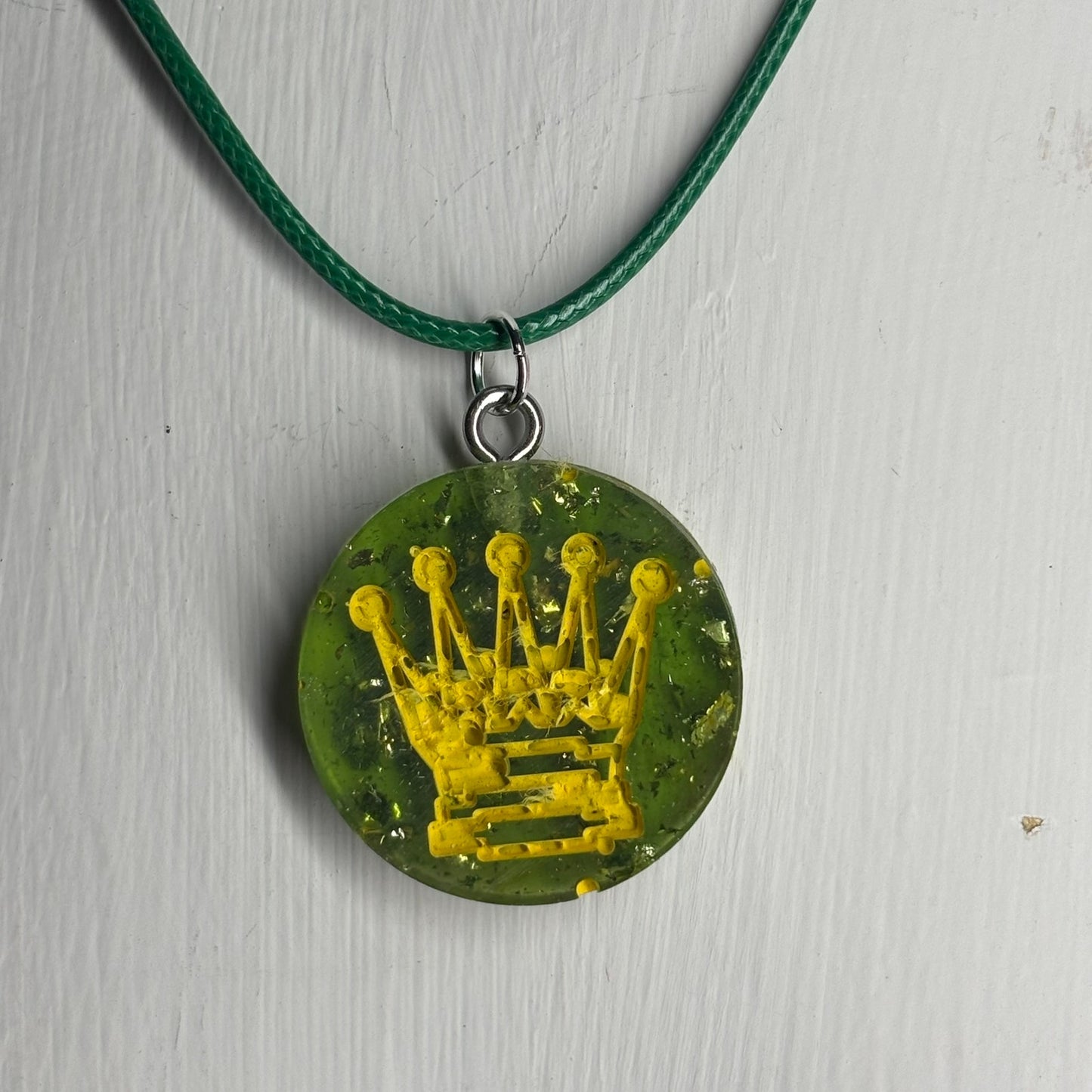 Crystal Green Queen - Handmade Resin Chess Necklace