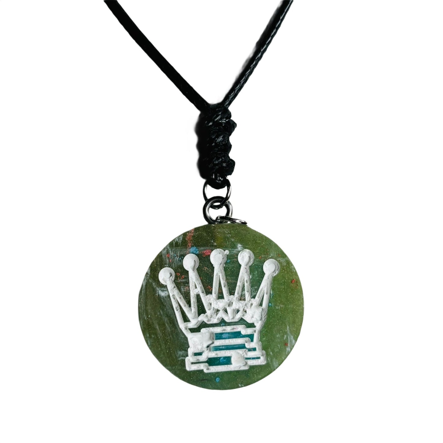 Green Queen - Handmade Resin Chess Necklace
