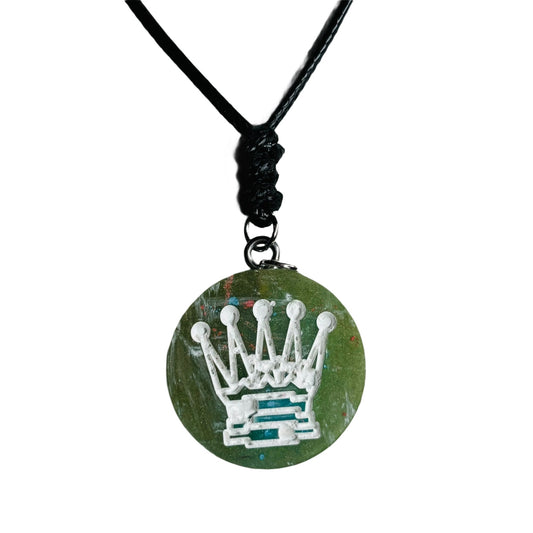Green Queen - Handmade Resin Chess Necklace