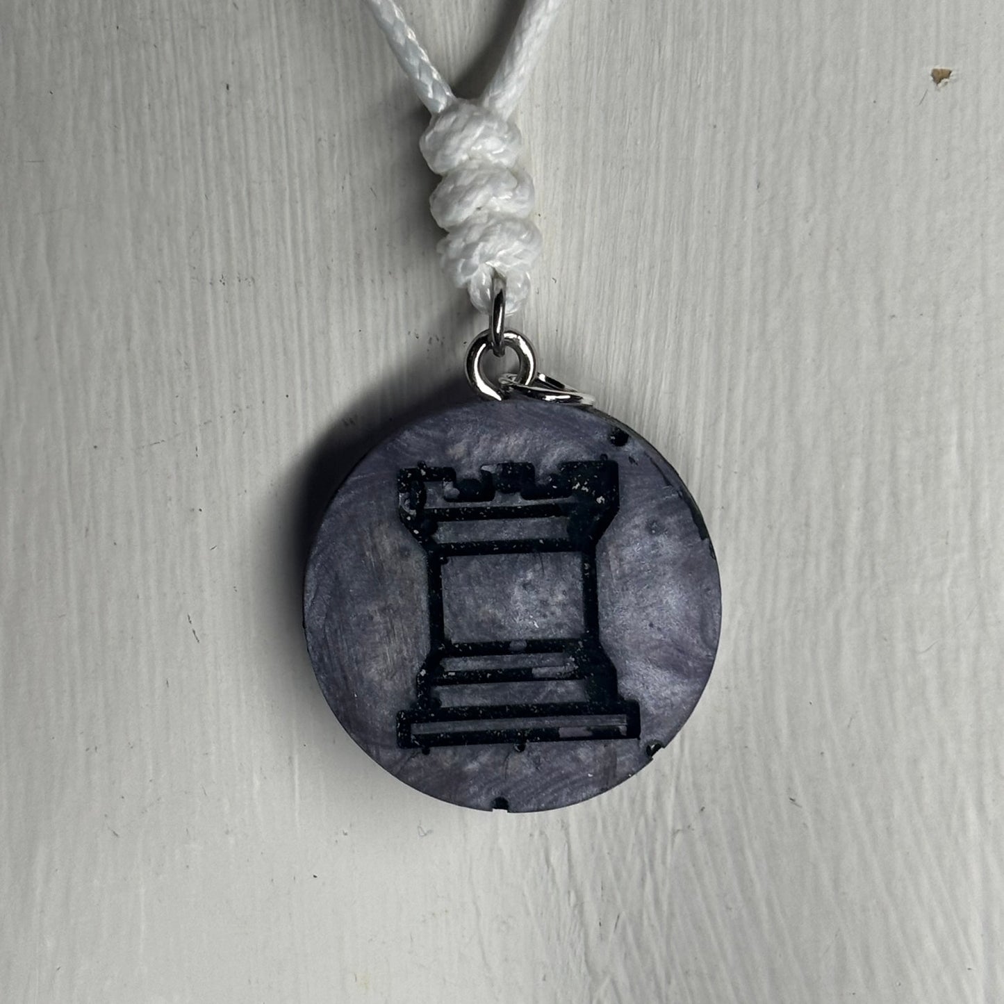 Dark Purple Rook - Handmade Resin Chess Necklace