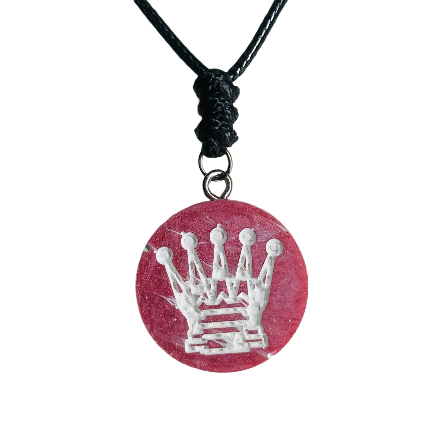 Solid Pink Queen - Handmade Resin Chess Necklace