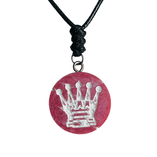 Solid Pink Queen - Handmade Resin Chess Necklace