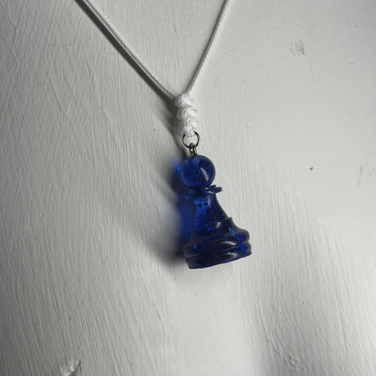 Deep Blue Pawn - Handmade Resin Chess Necklace