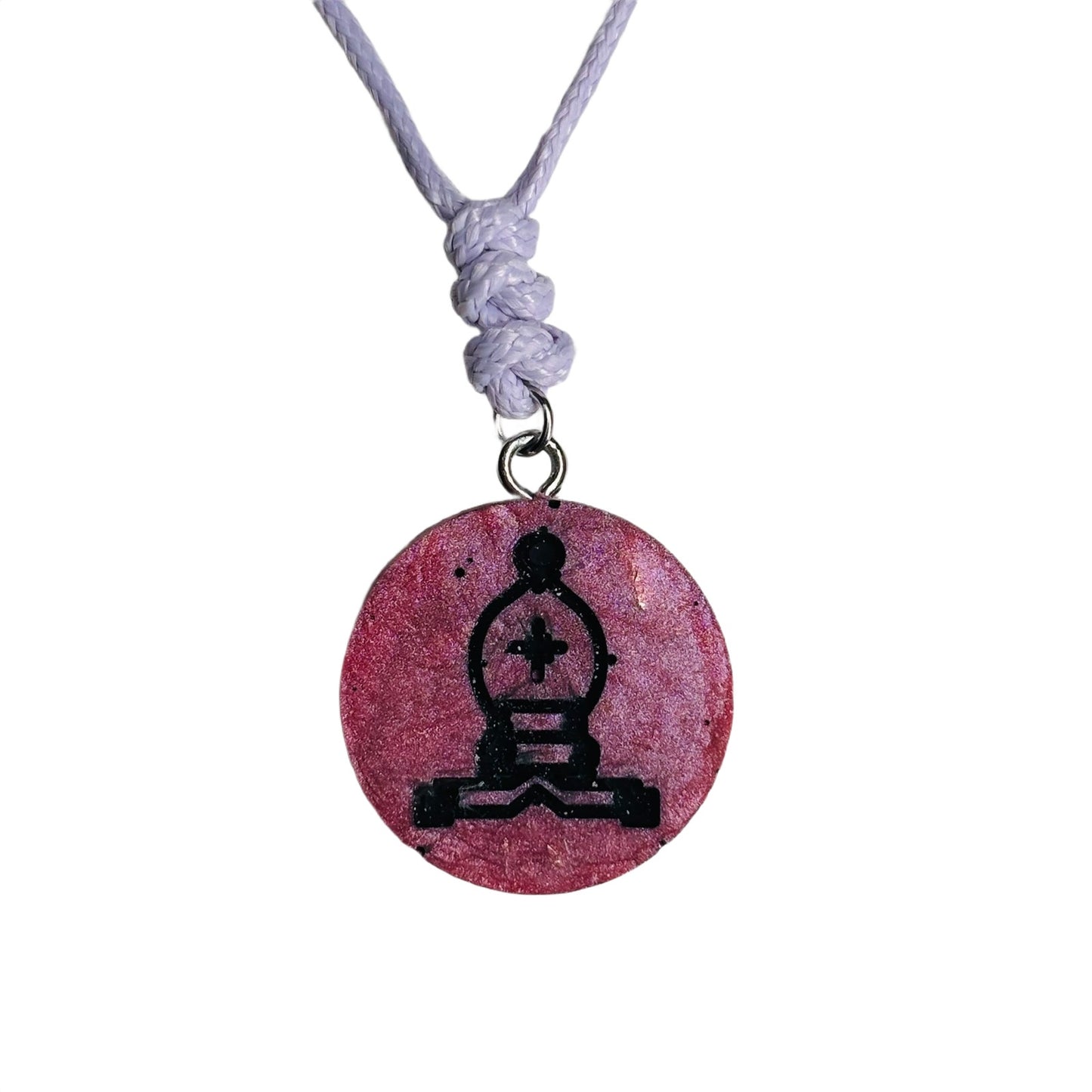 Purple/Pink Bishop - Handmade Resin Chess Necklace