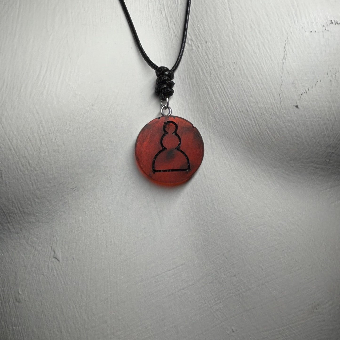 Dark Red Pawn - Handmade Resin Chess Necklace