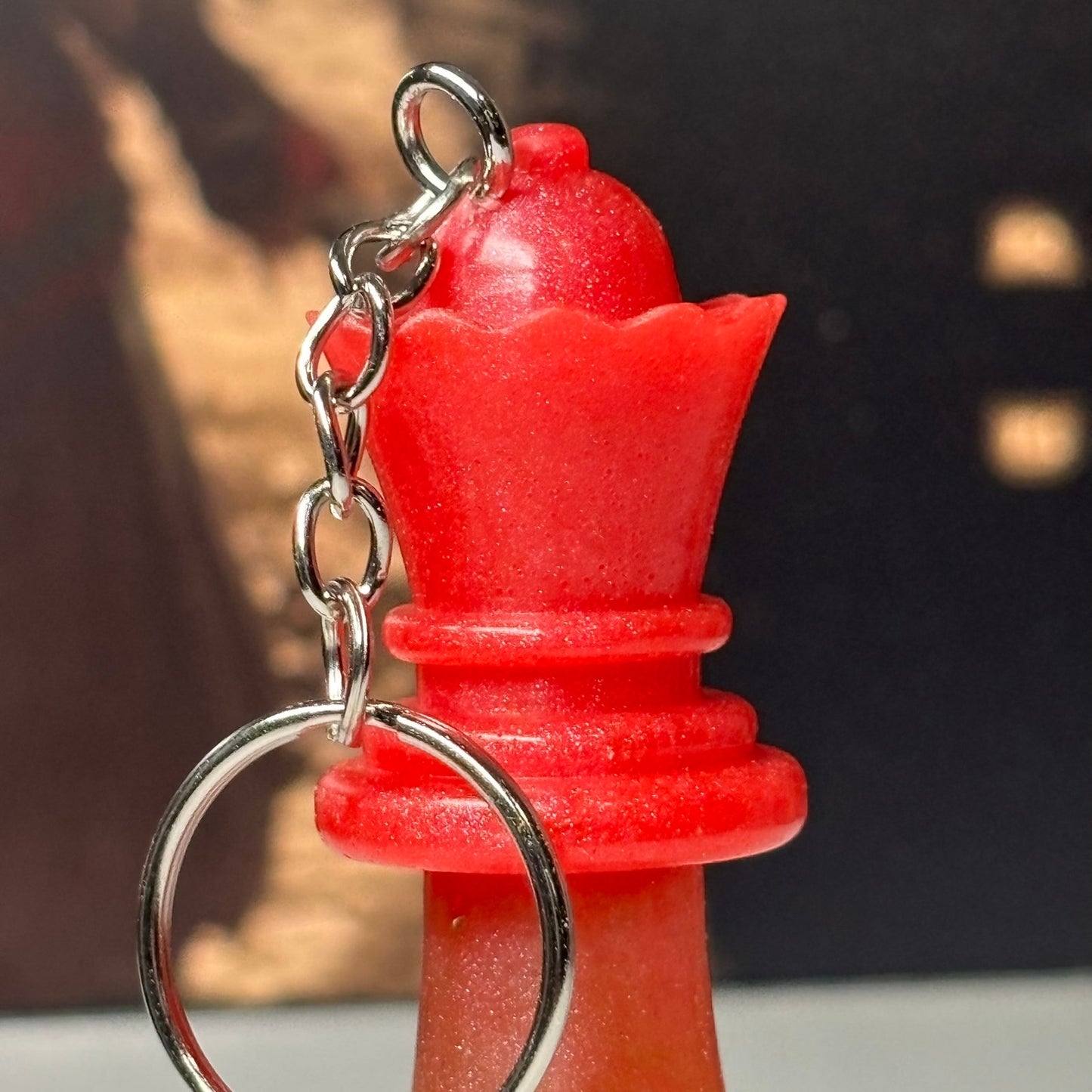 Red Orange Fire Queen - Handmade Resin Keychain - Large Edition