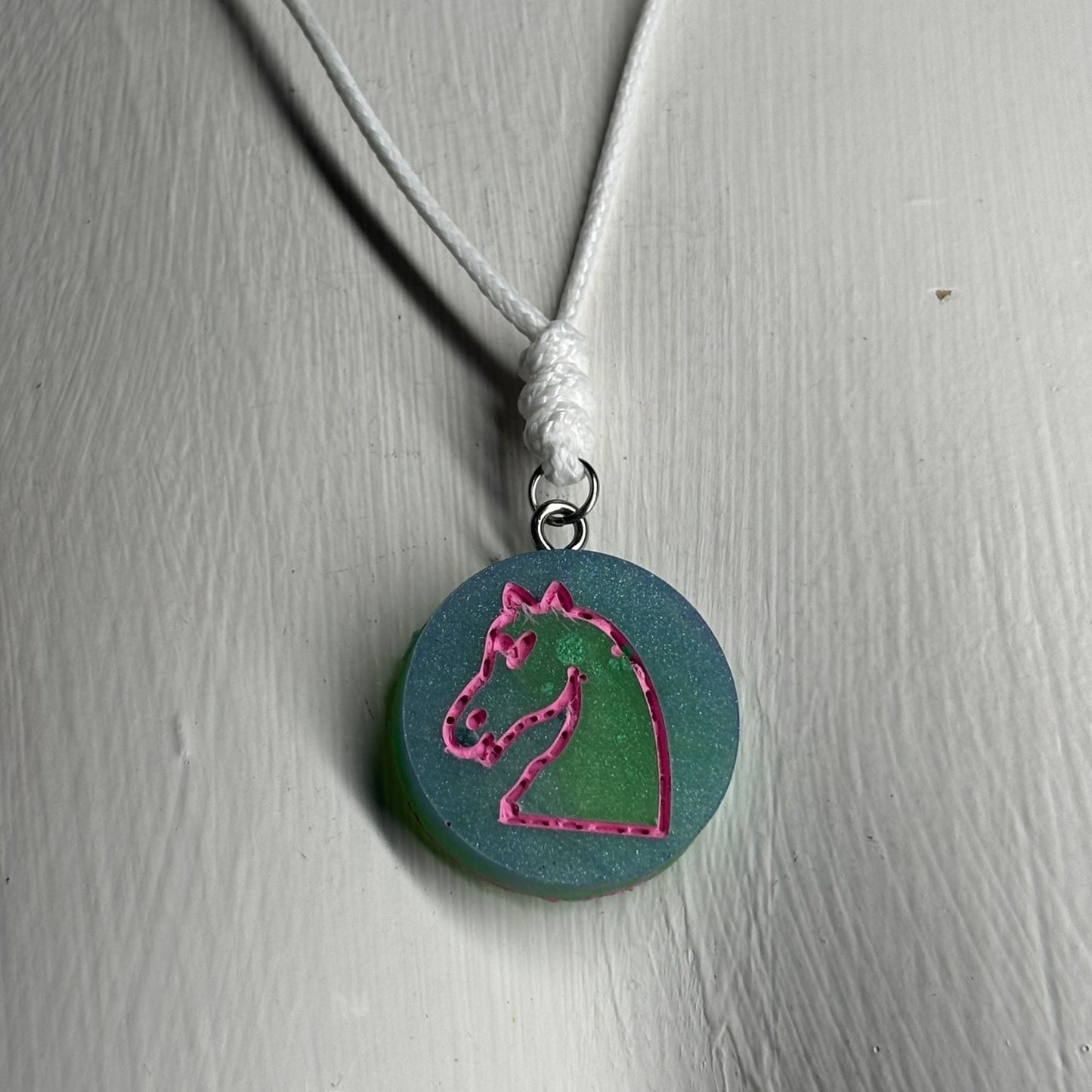 Acid Green Knight - Handmade Resin Chess Necklace