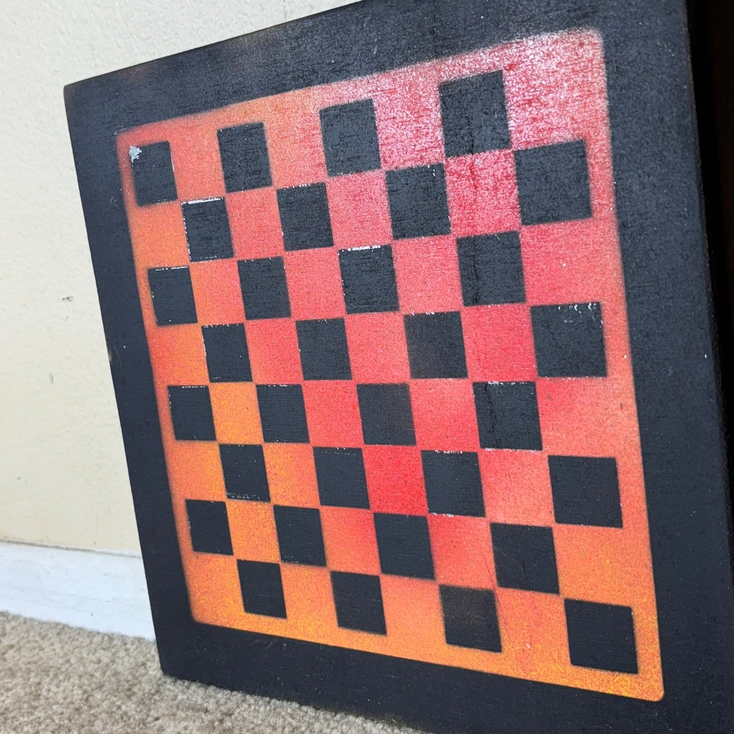 Orange Red Mesh - Painted Chess Board