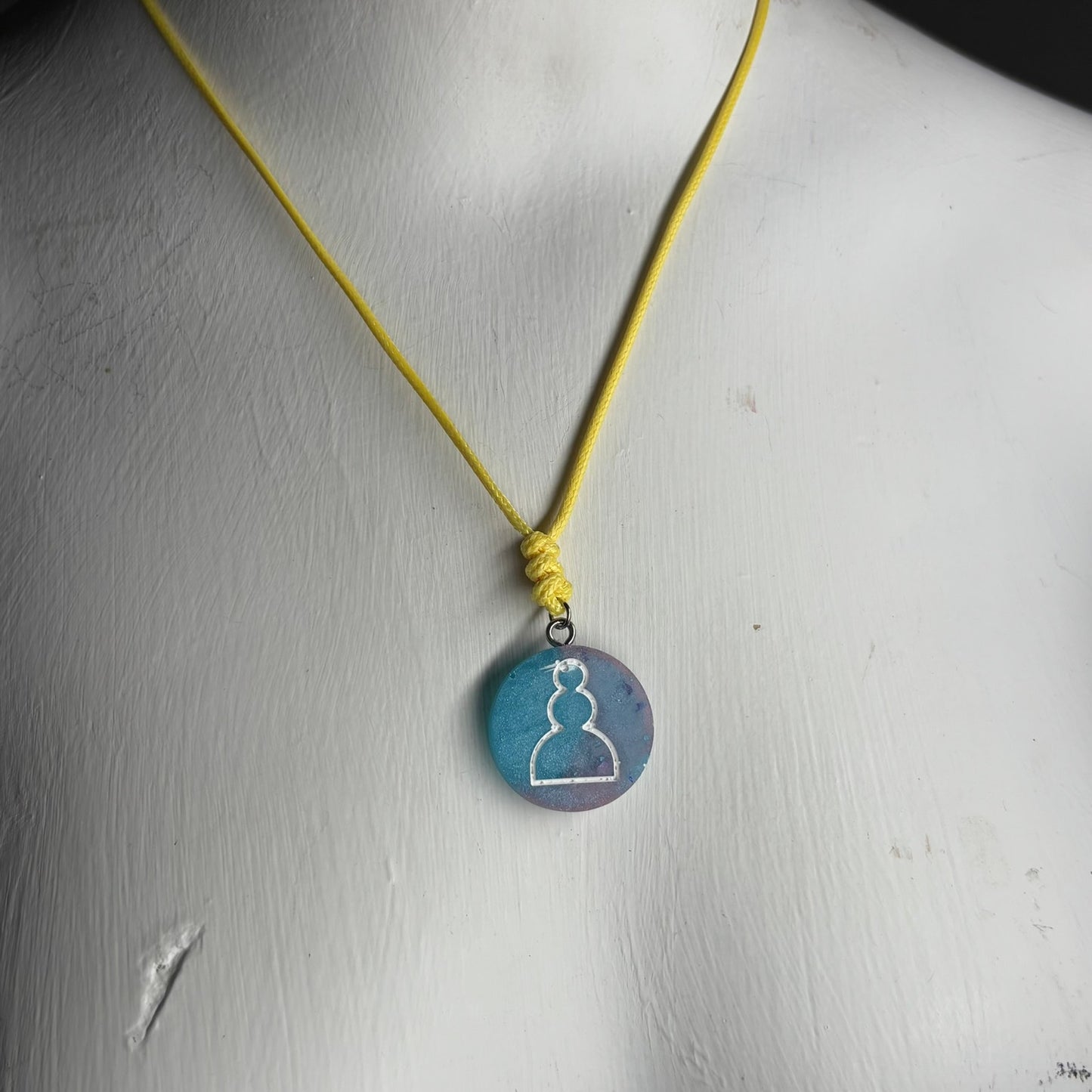 Bright Blue Pawn - Handmade Resin Chess Necklace