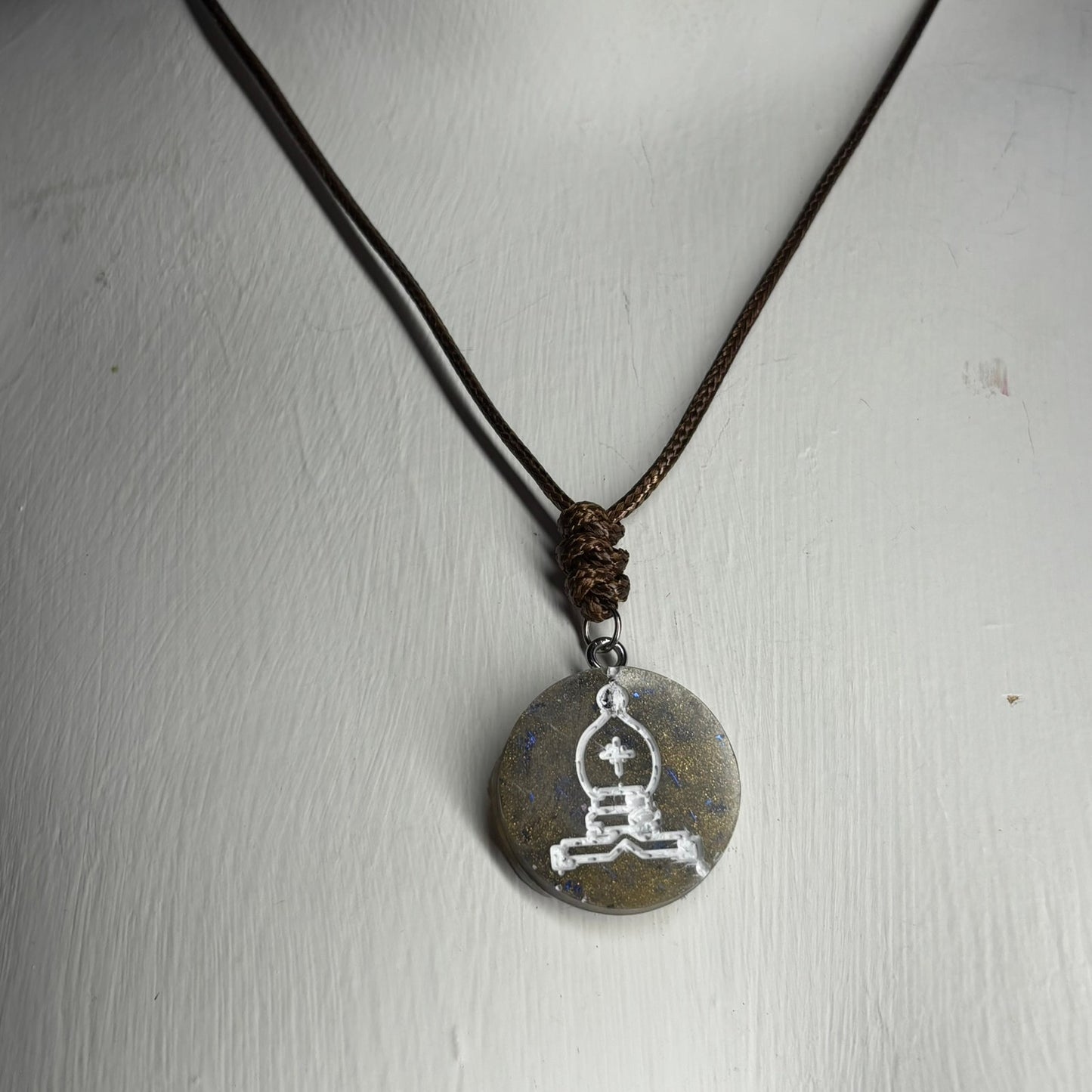 Royal Brown Bishop - Handmade Resin Chess Necklace