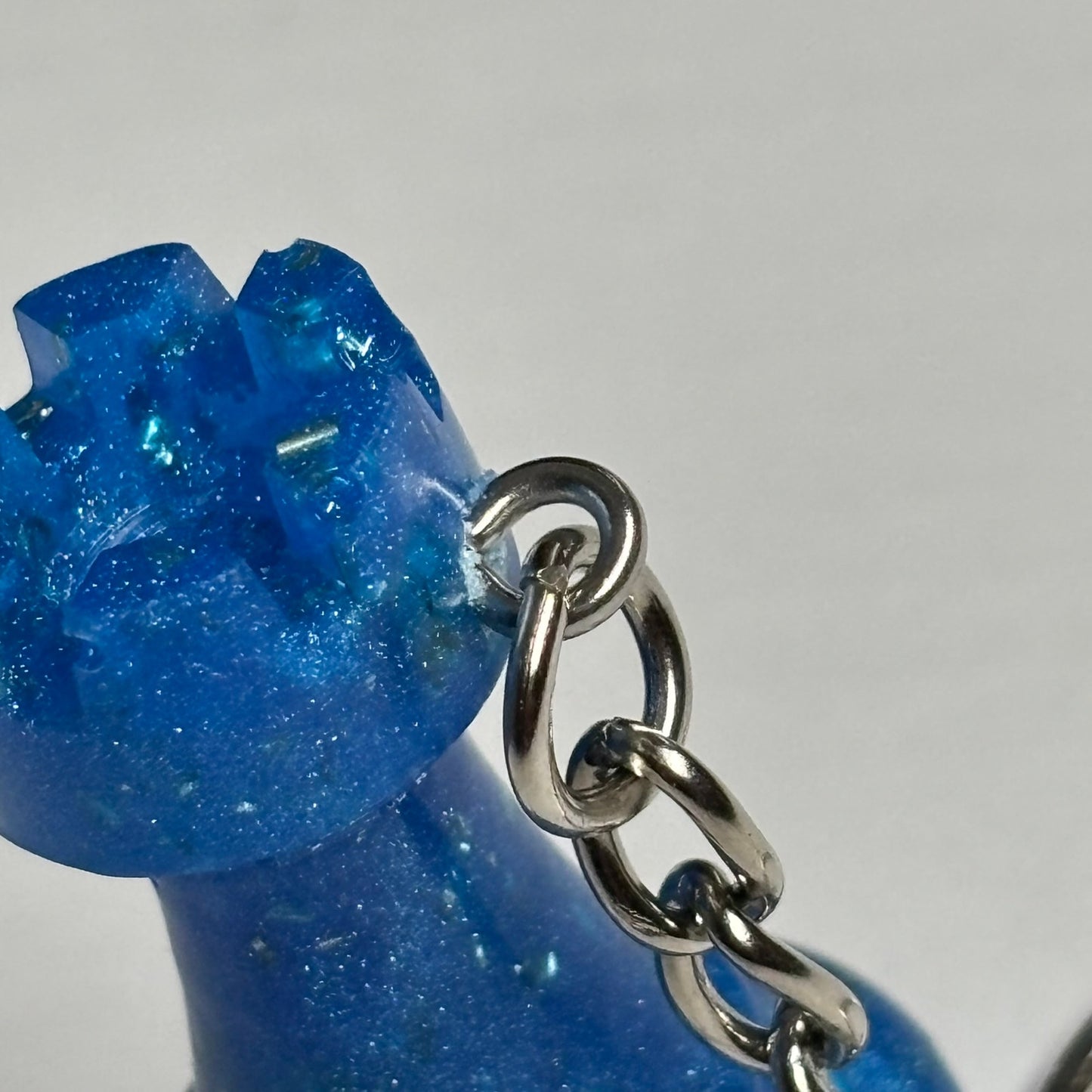 Blue Crystal Rook - Handmade Resin Keychain