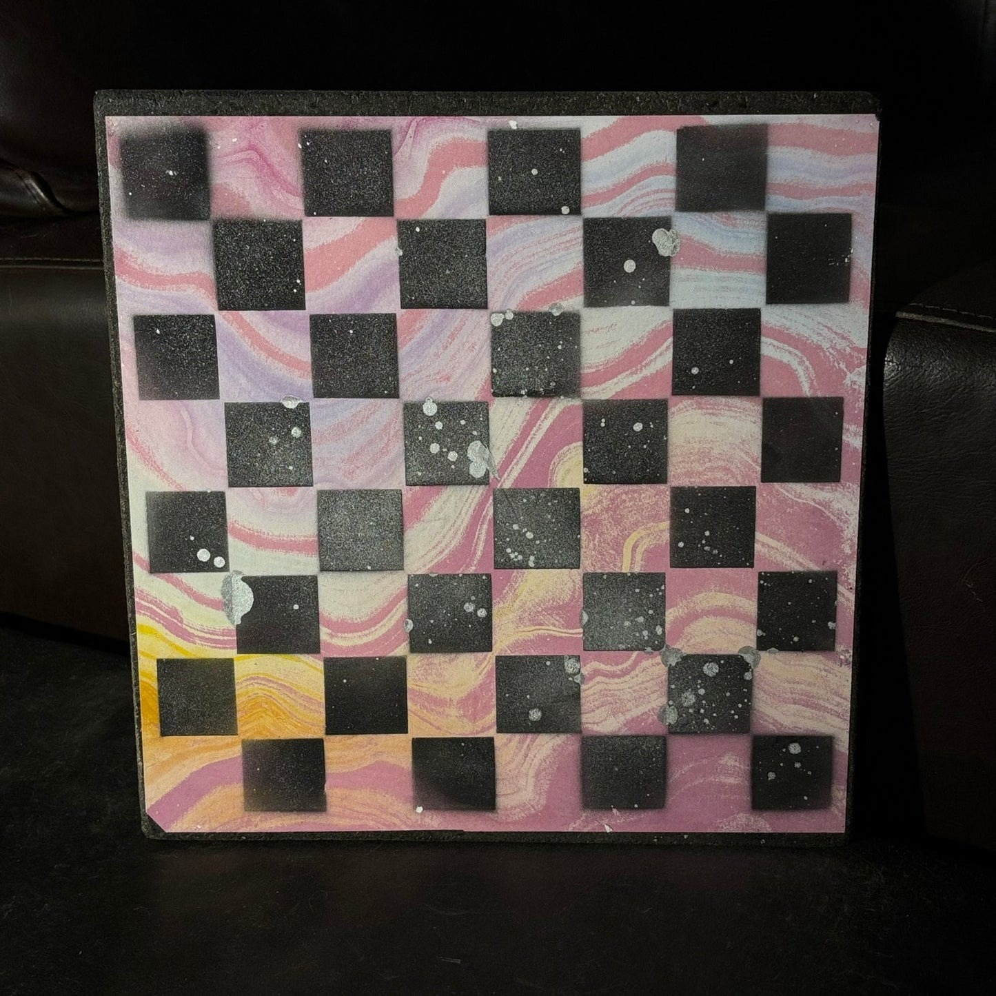 Pink Swirl - Scrapbook Chess Board