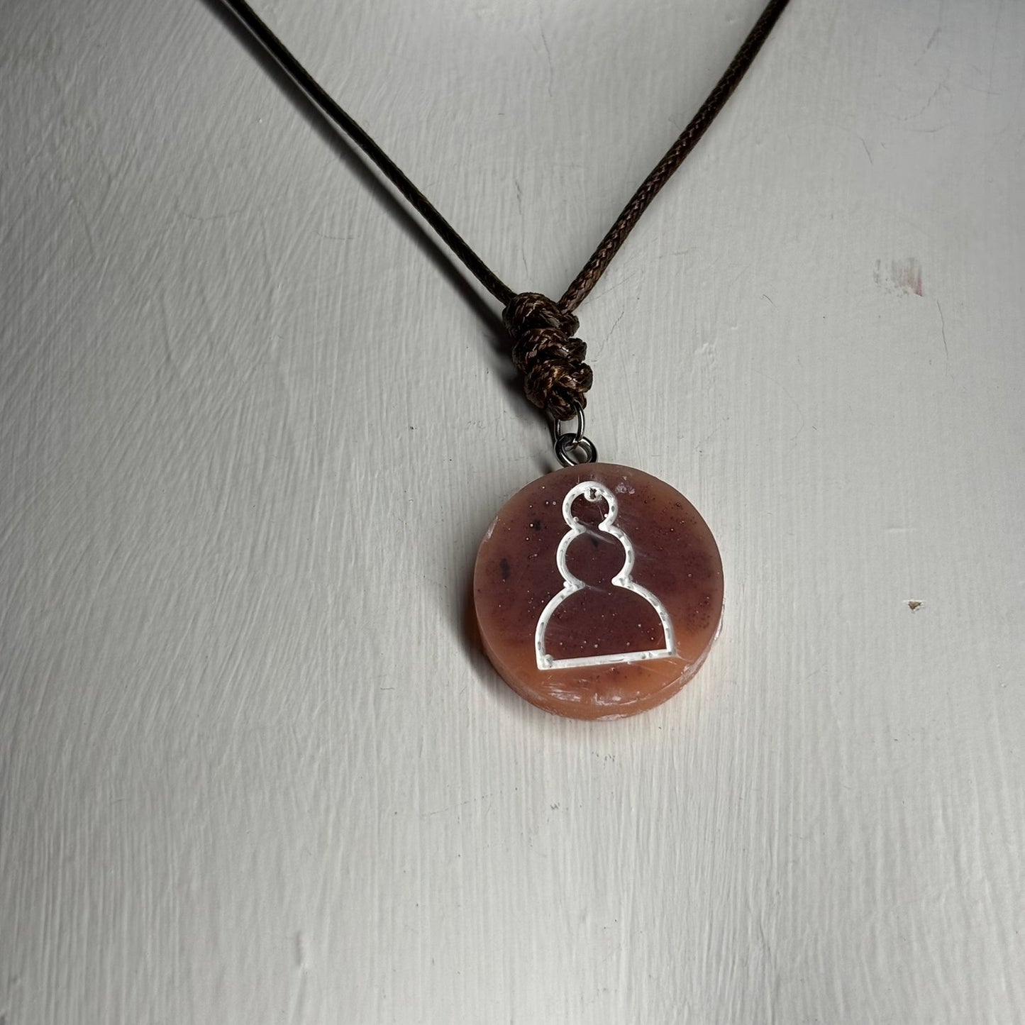 Sploosh Brown Pawn - Handmade Resin Chess Necklace