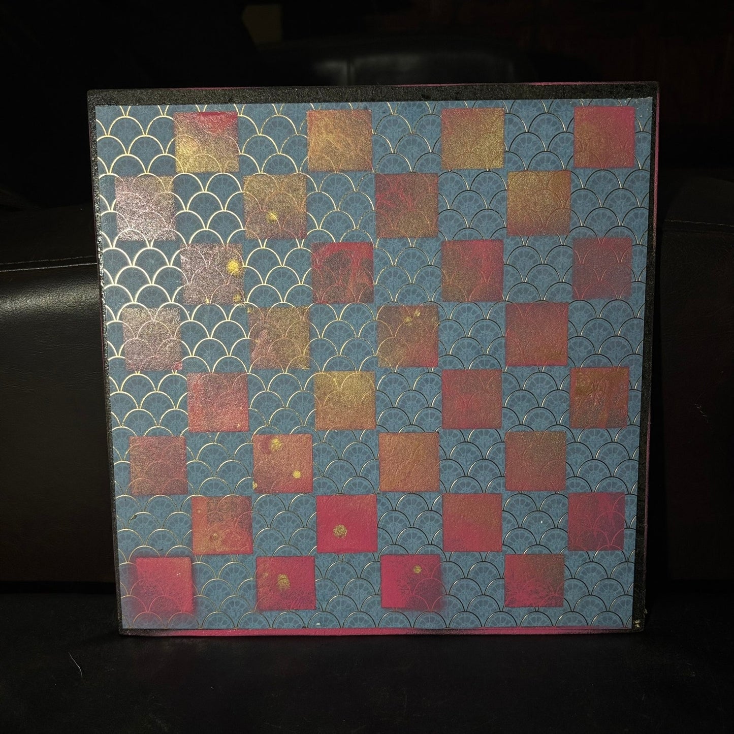 Golden Pink & Blue - Scrapbook Chess Board