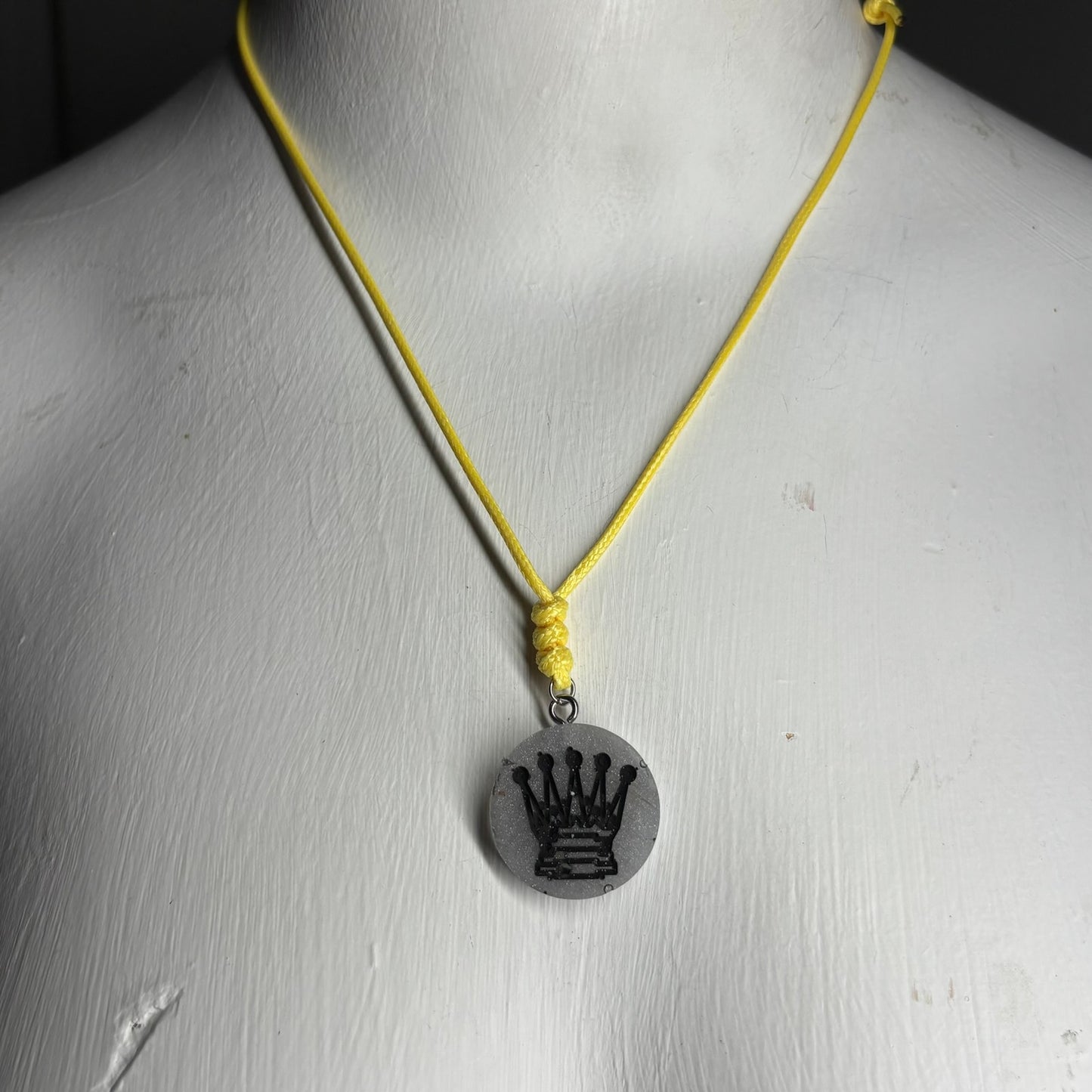 Silver Yellow Queen - Handmade Resin Chess Necklace