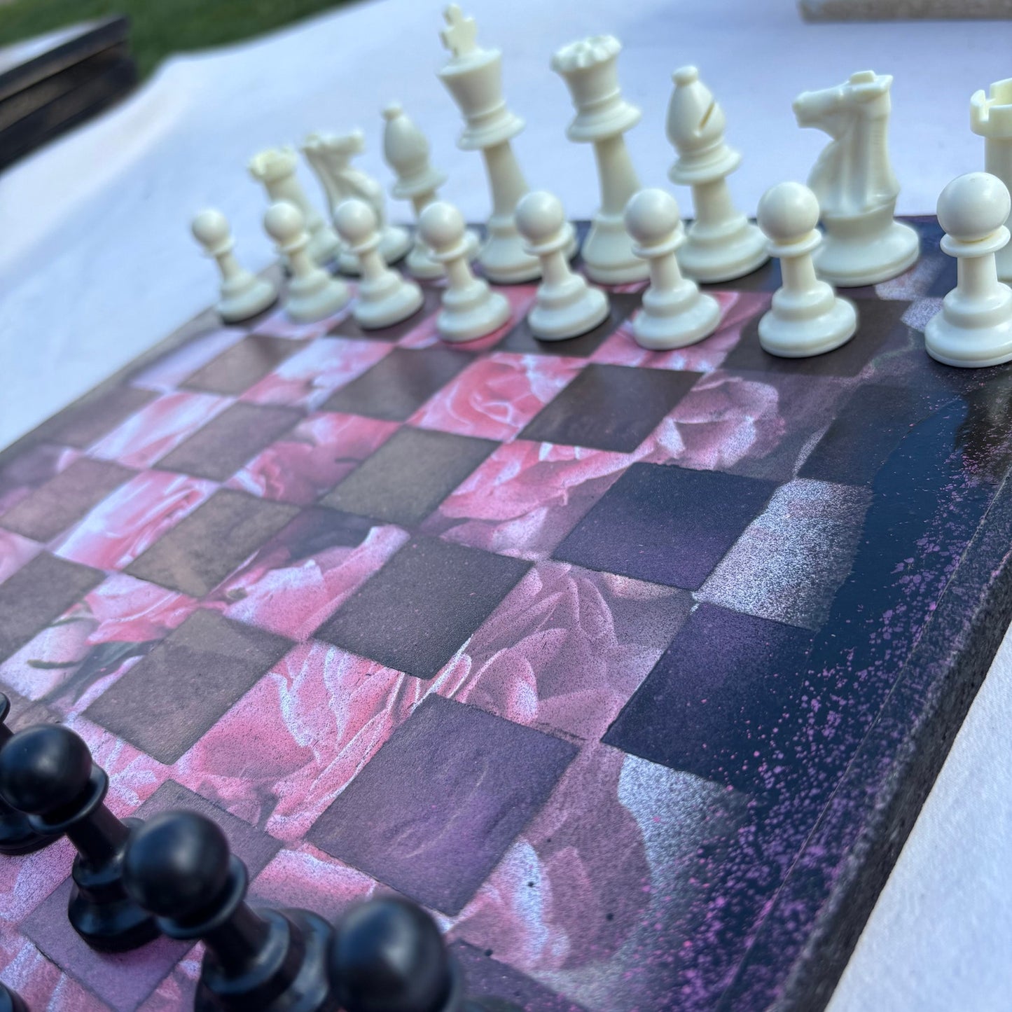 Pink Flowers - Scrapbook Chess Set