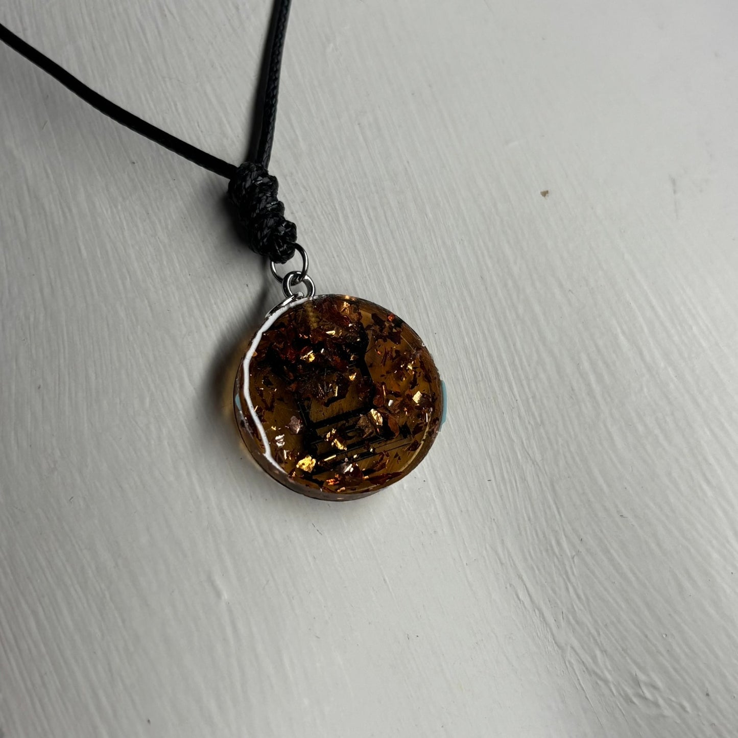 Dark Amber Rook - Handmade Resin Chess Necklace