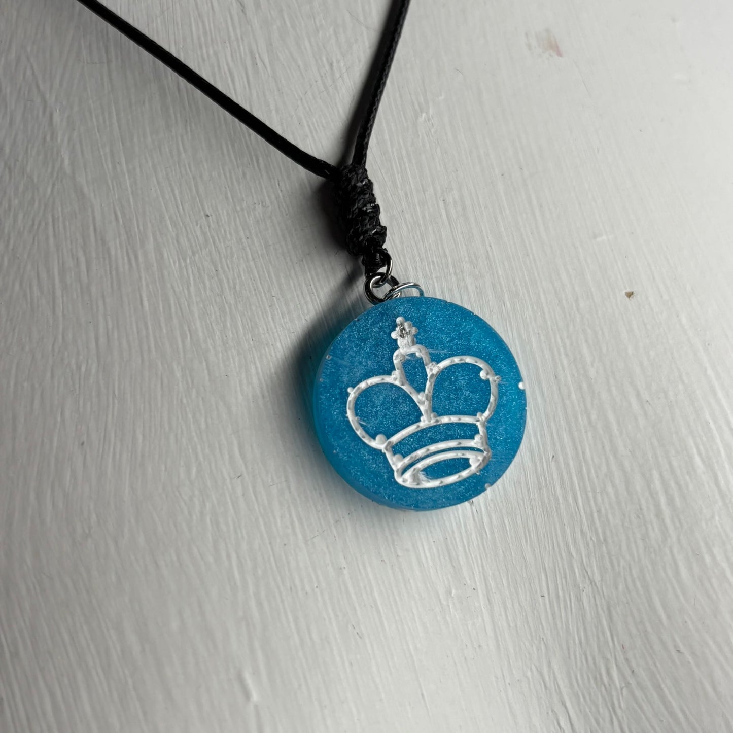 Blue King - Handmade Resin Chess Necklace