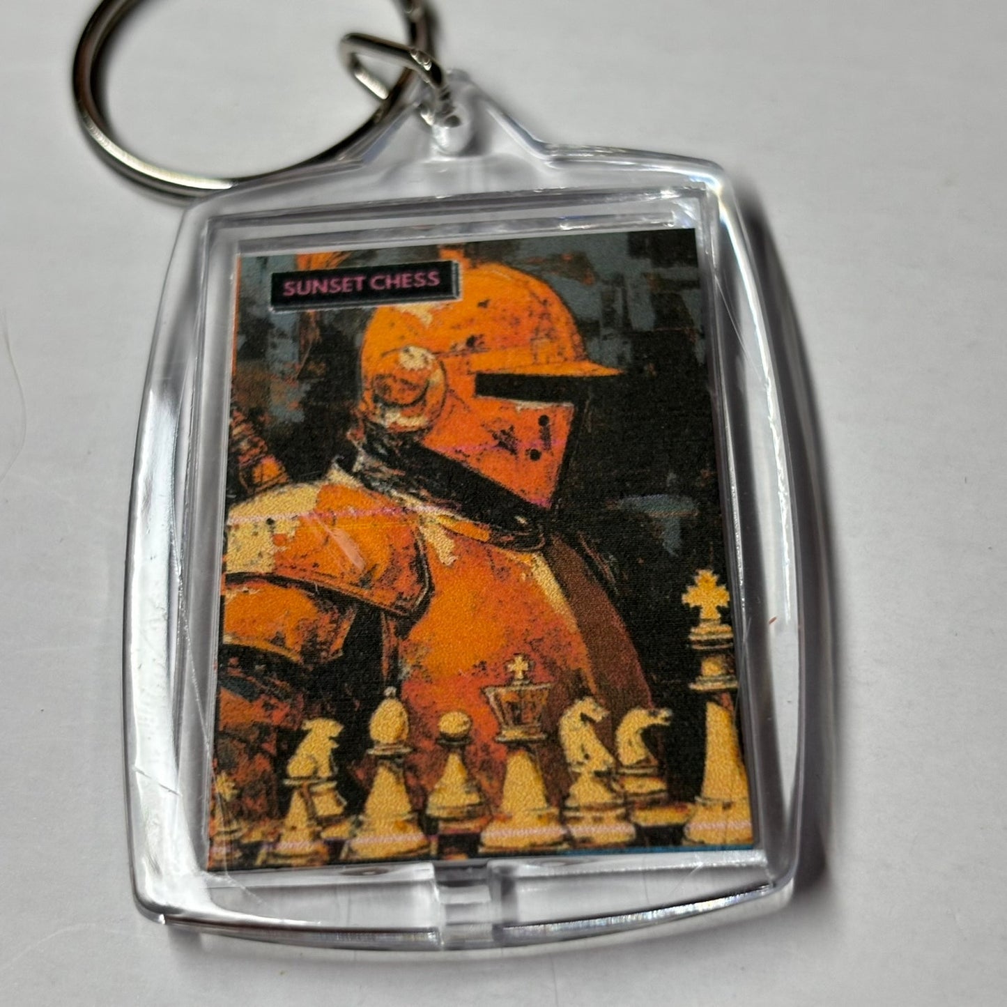 Orange Knight - Sunset Chess Photo Keychain