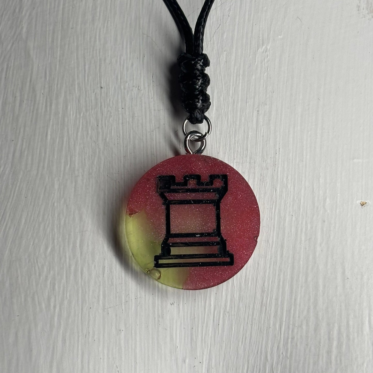 Mesh Red Rook - Handmade Resin Chess Necklace