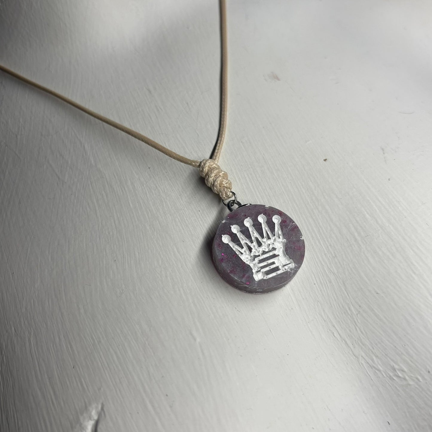 Classy Purple Queen - Handmade Resin Chess Necklace