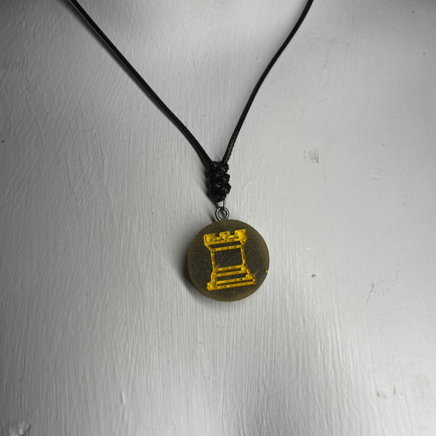 Dark Green Rook - Handmade Resin Chess Necklace