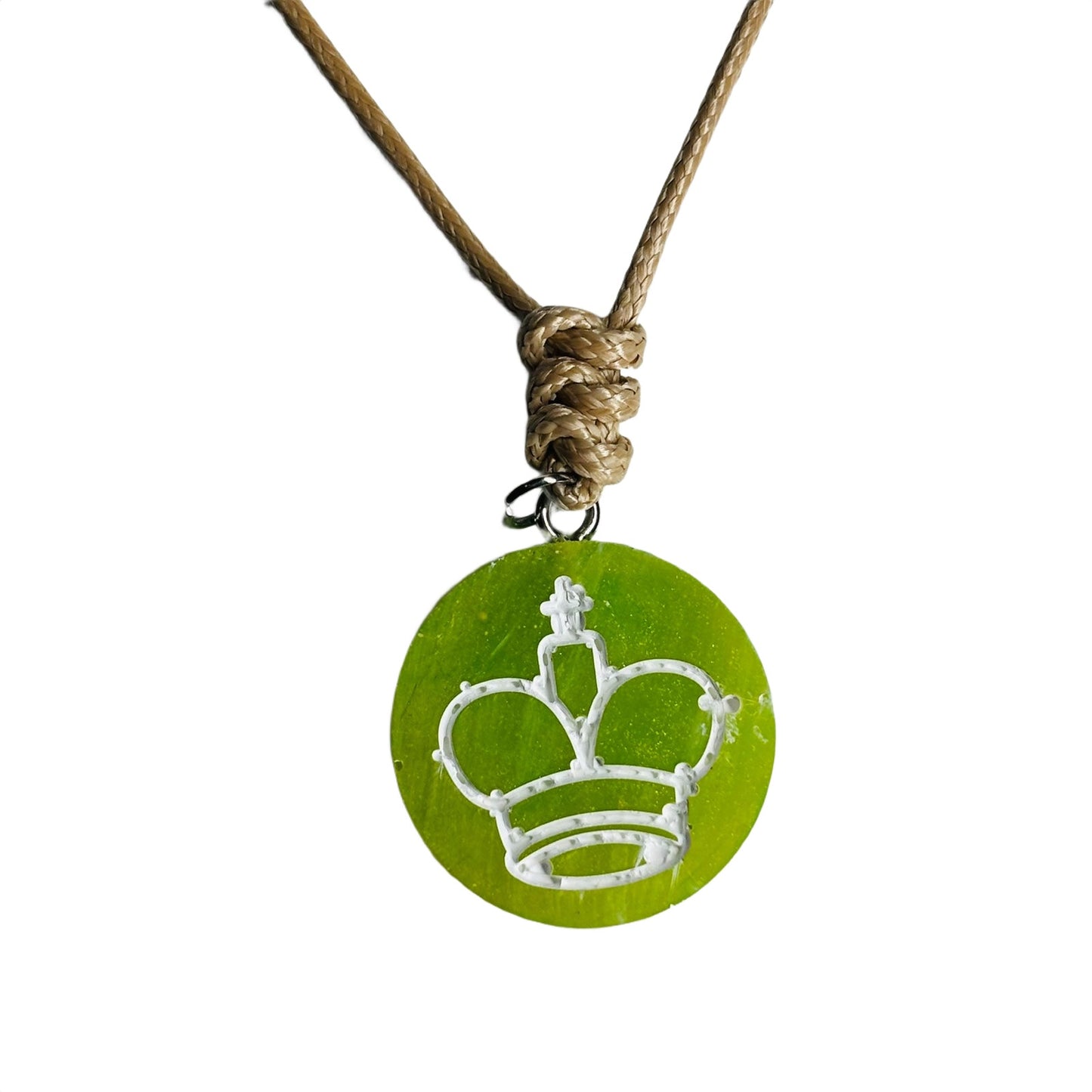 Lime Green King - Handmade Resin Chess Necklace
