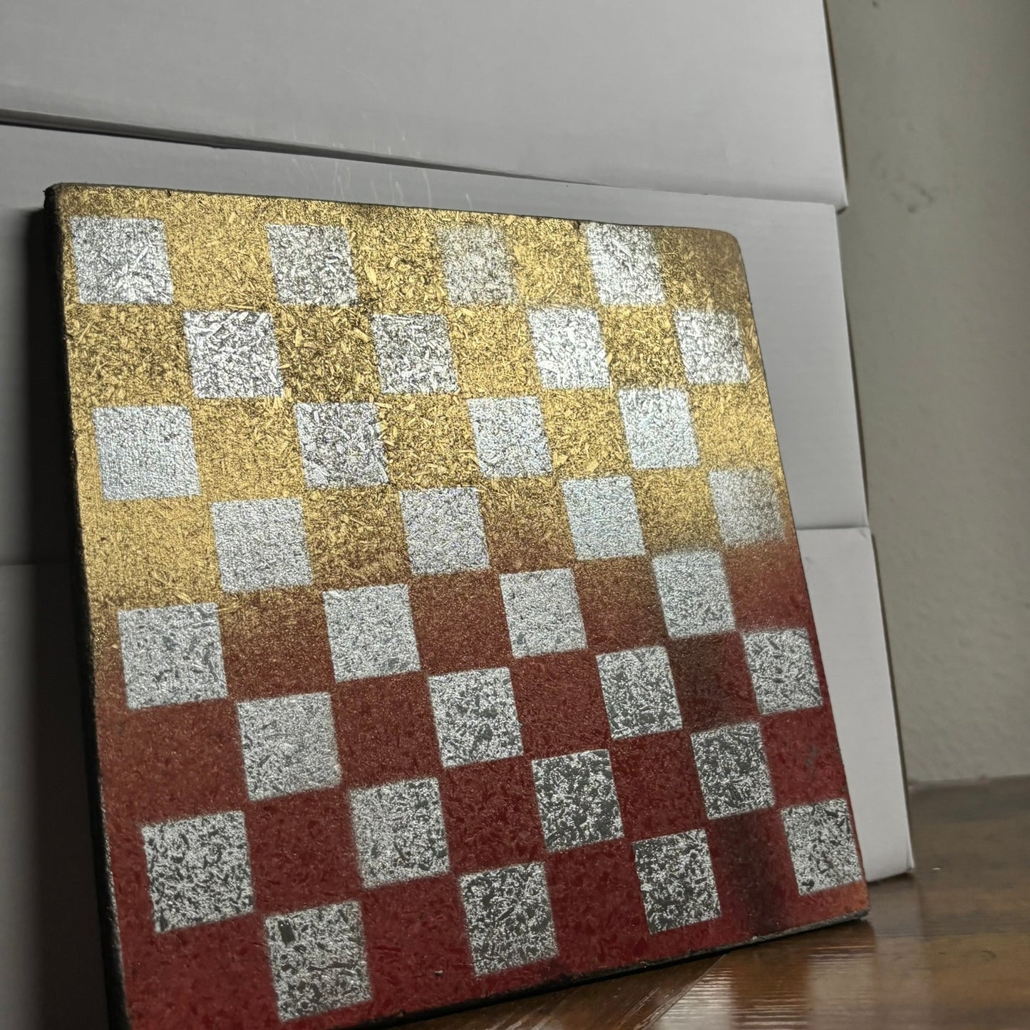 Red & Gold Chrome Hue - Painted Double Sided Chess Board