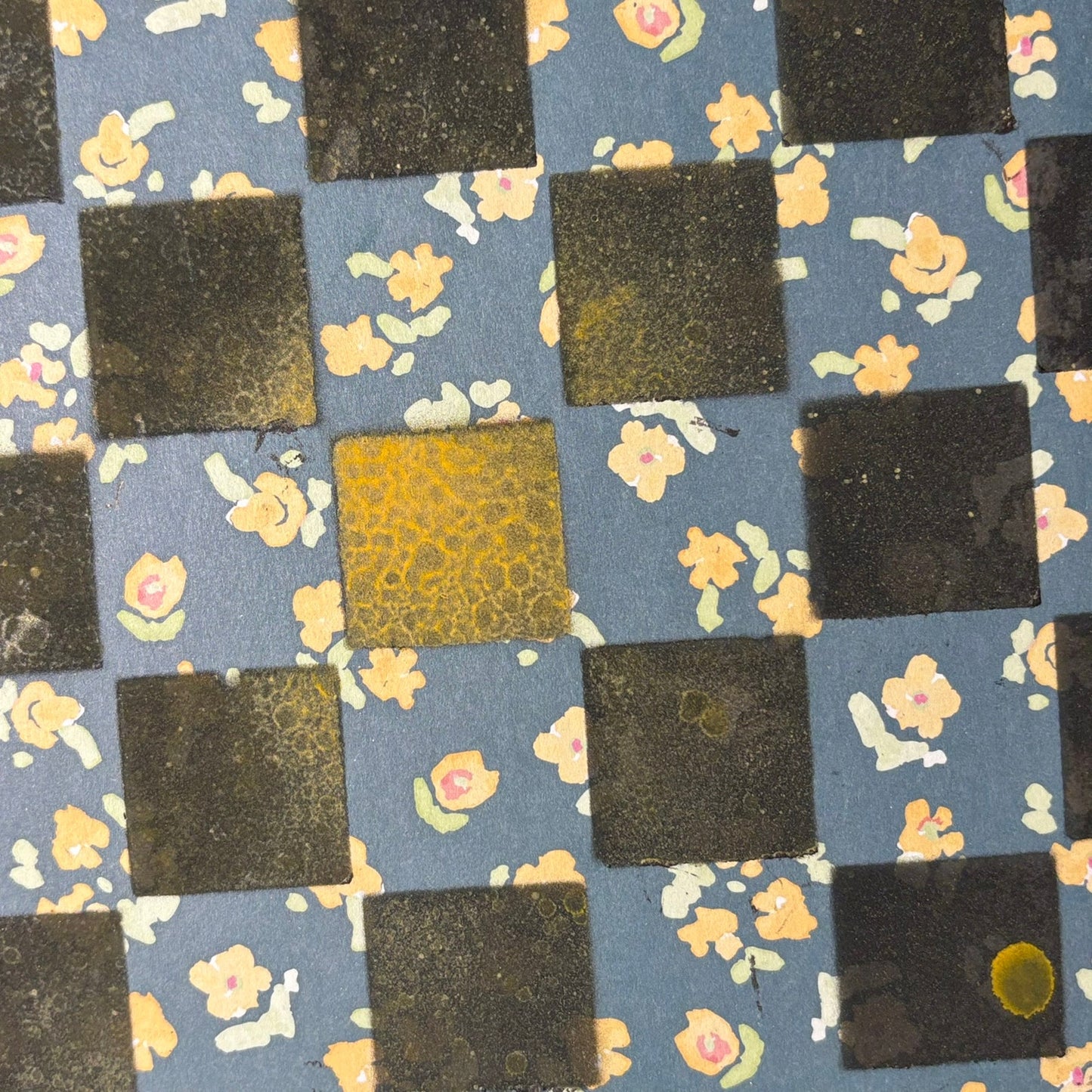 Deep Blue Flowers - Scrapbook Chess Board