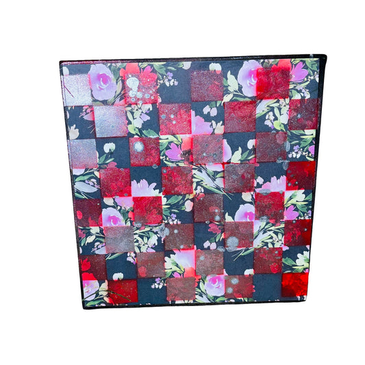 Shattered Red Flowers - Scrapbook Chess Board