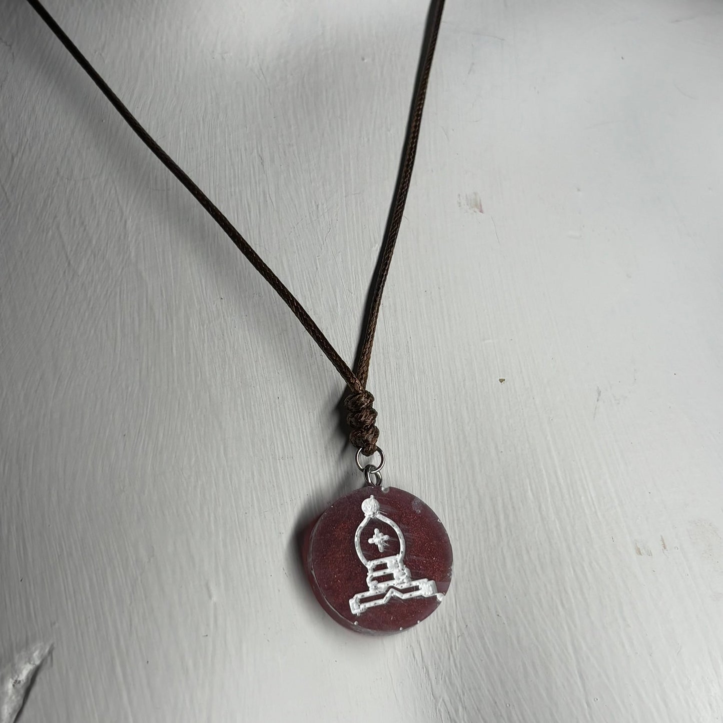 Ember Red Bishop - Handmade Resin Chess Necklace
