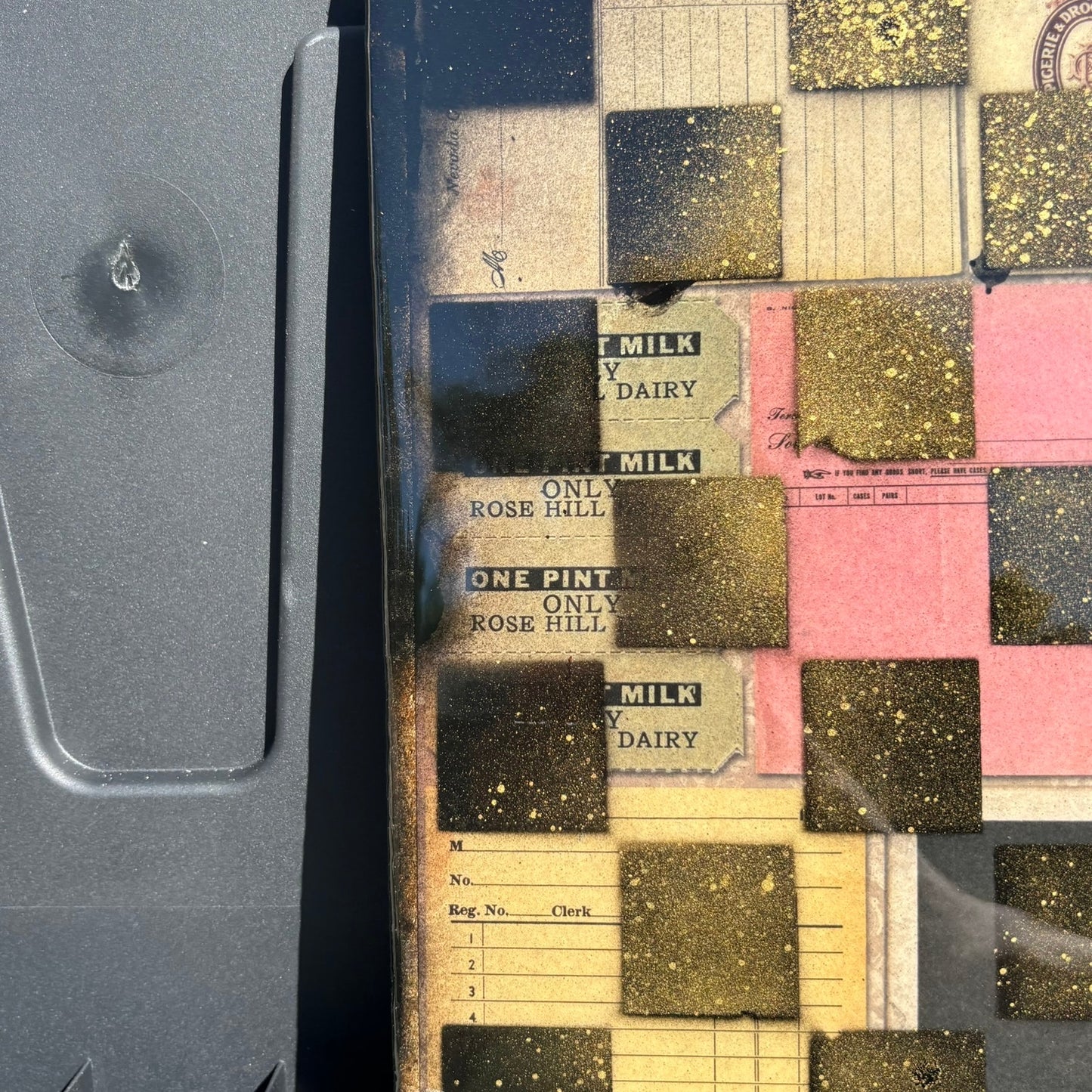 Vintage Collage - Resin Coated Chess Board