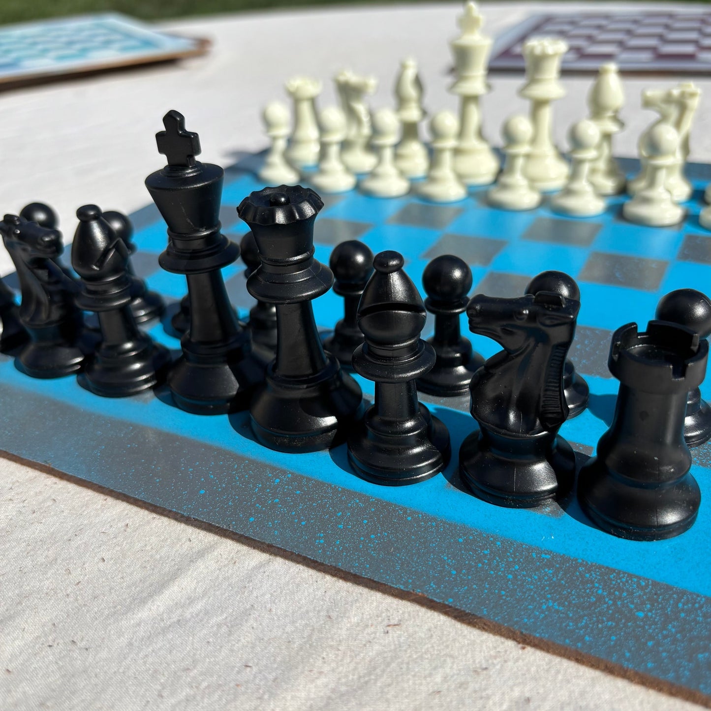 Gurage Blue - Painted Chess Set