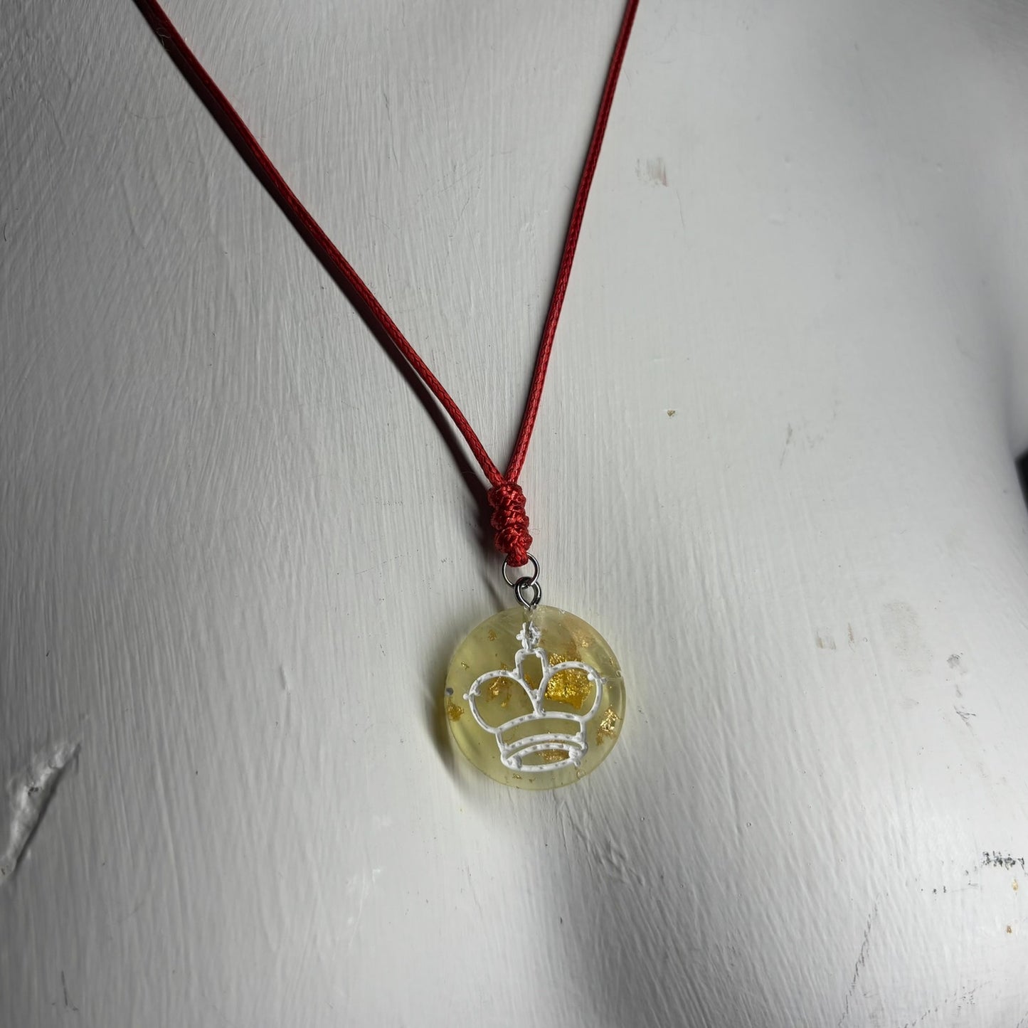 Crystal Yellow King - Handmade Resin Chess Necklace