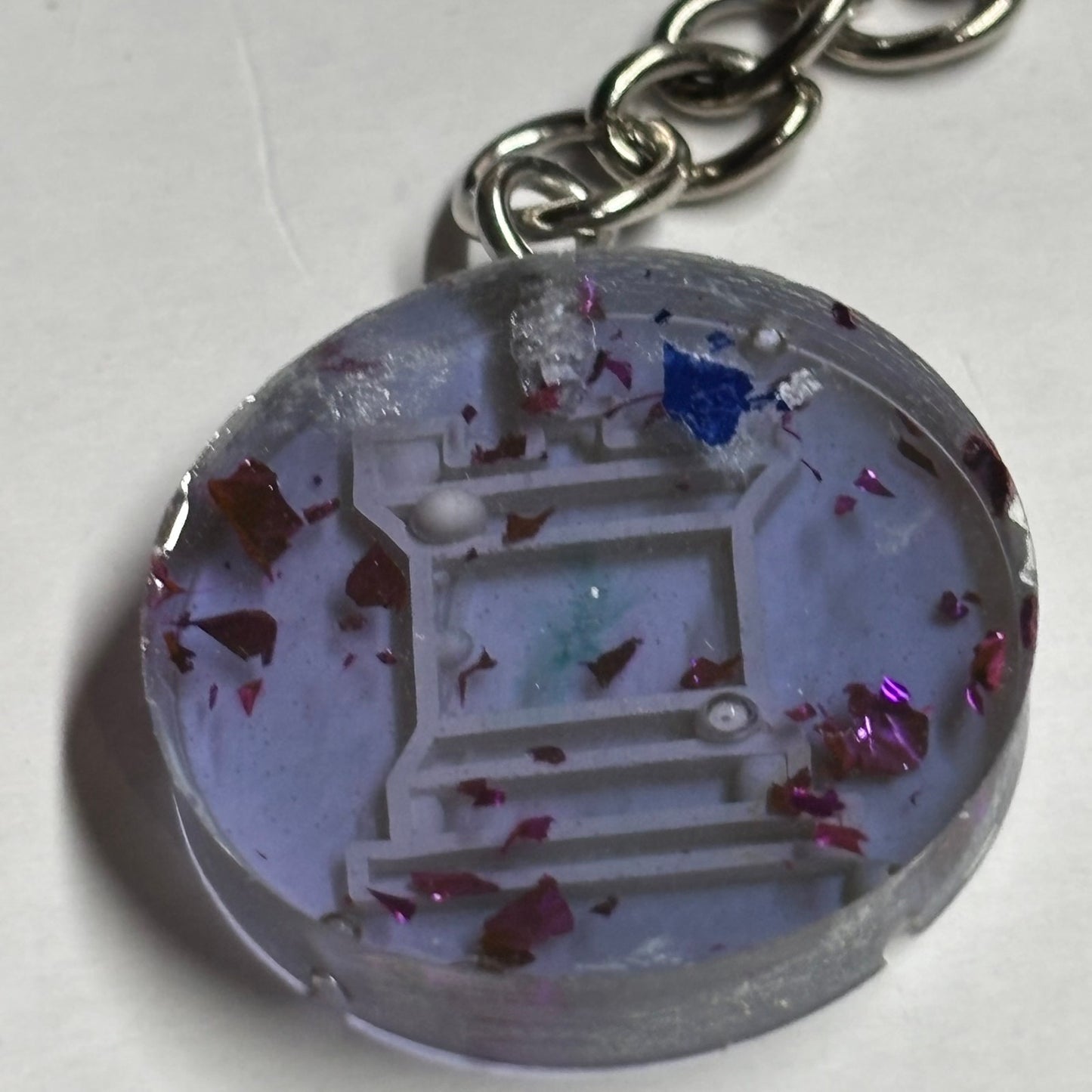 Faded Purple Rook - Handmade Resin Keychain - Flat Edition