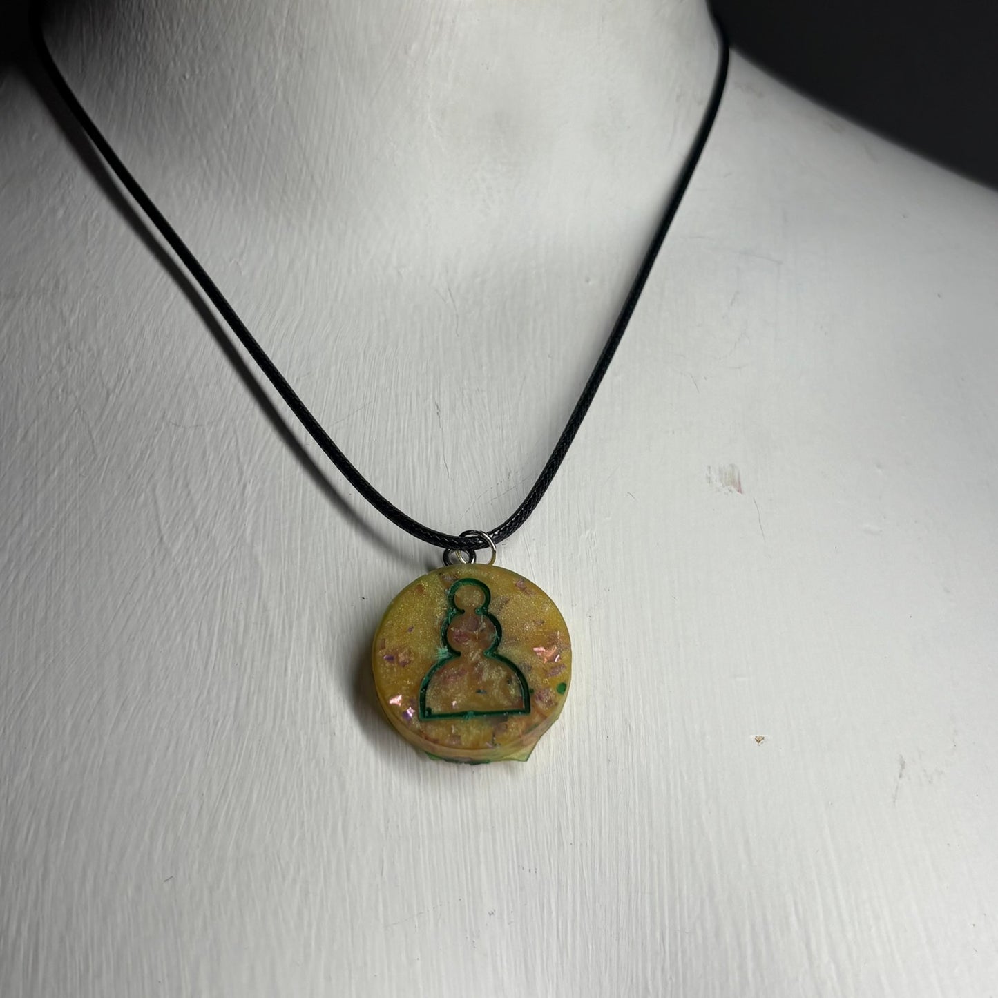 Crystal Yellow Pawn - Handmade Resin Chess Necklace