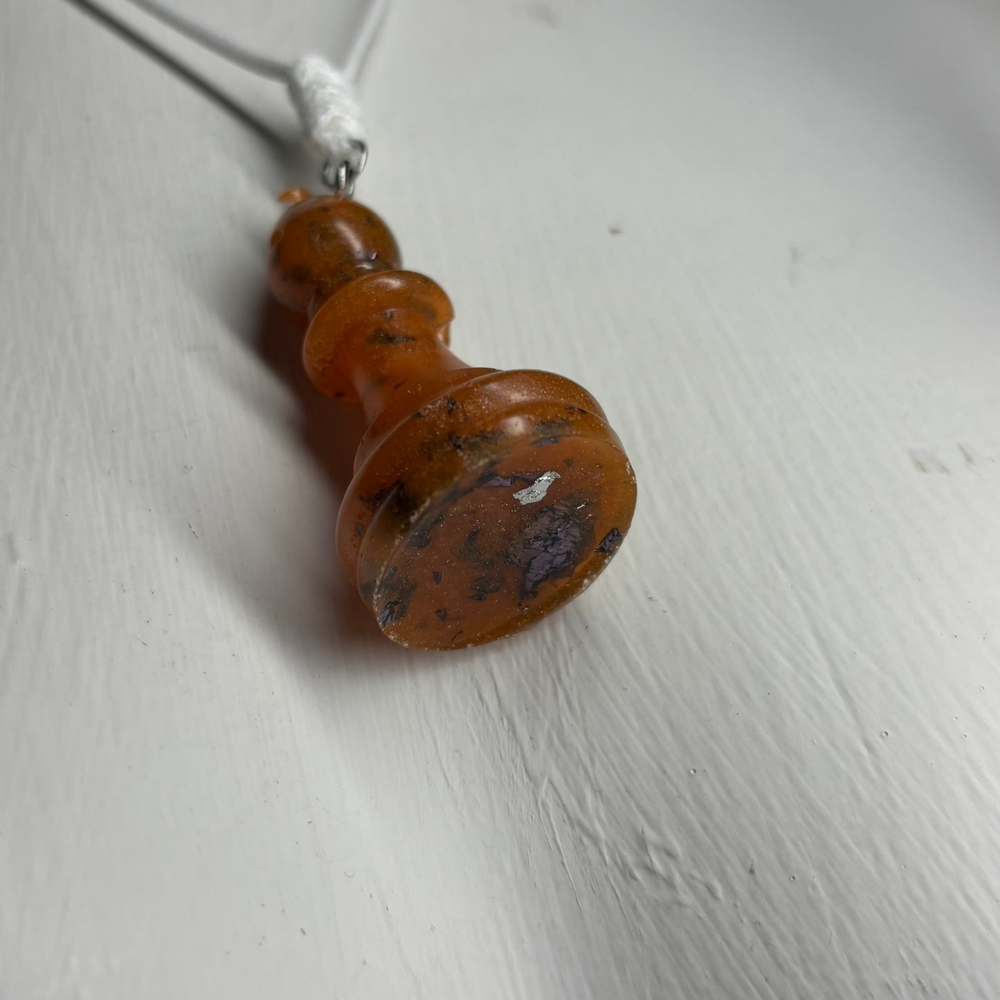 Orange Purple Bishop - Handmade Resin Chess Necklace