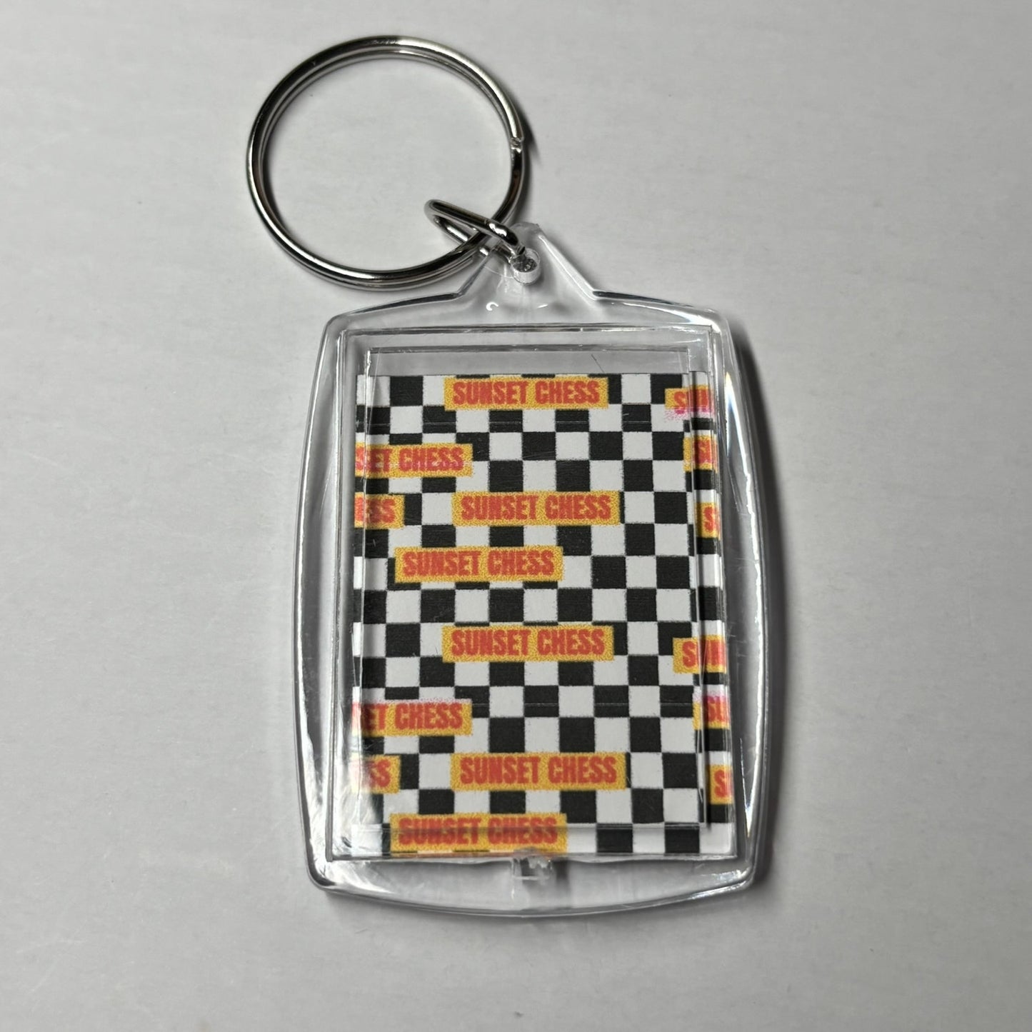 Gas Mask - Sunset Chess Photo Keychain