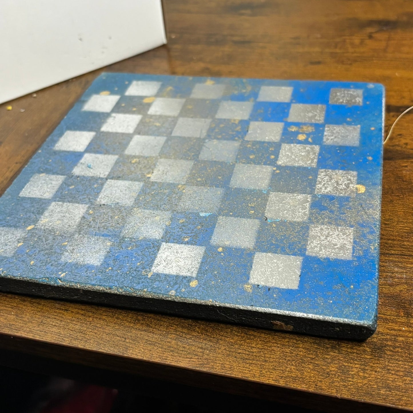 Golden Purple Blue - Painted Double Sided Chess Board
