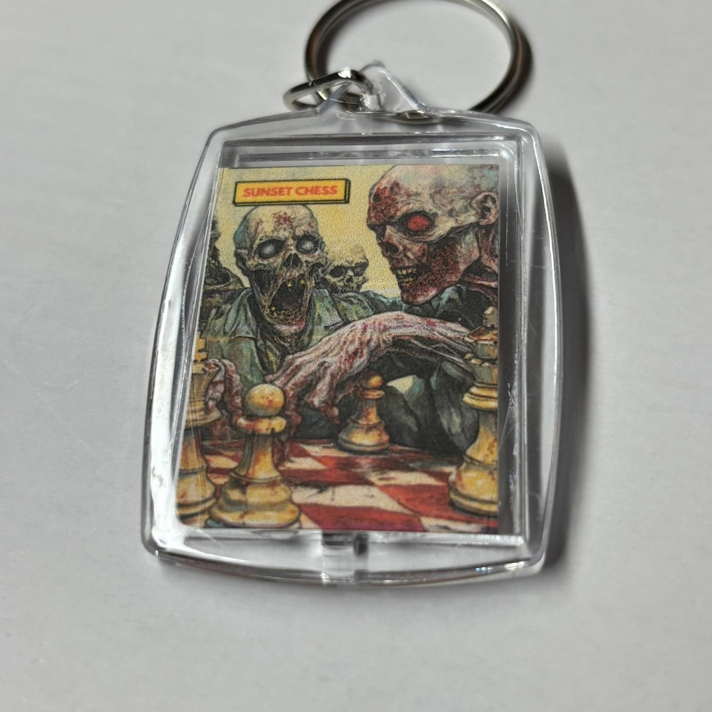 Zombie Dual - Sunset Chess Photo Keychain