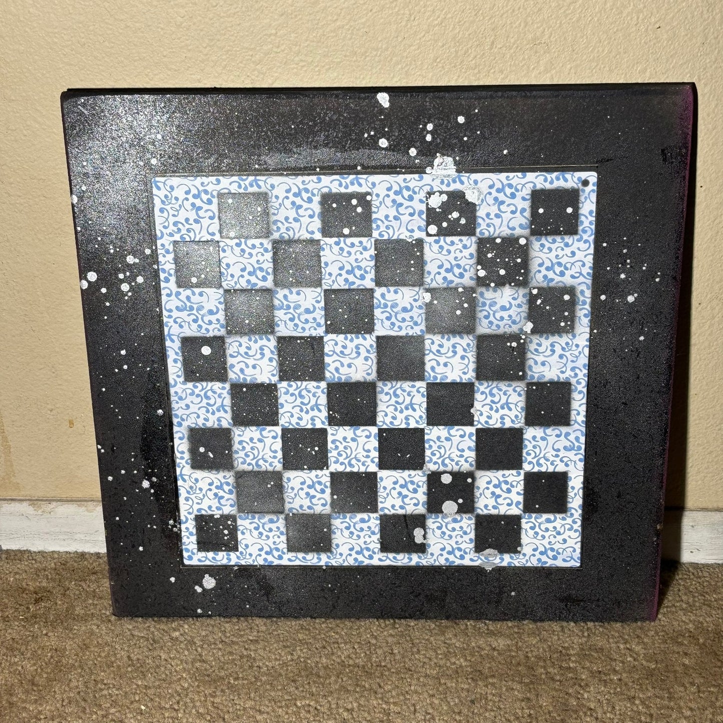 Blue Wave Pattern - Large Scrapbook Chess Board