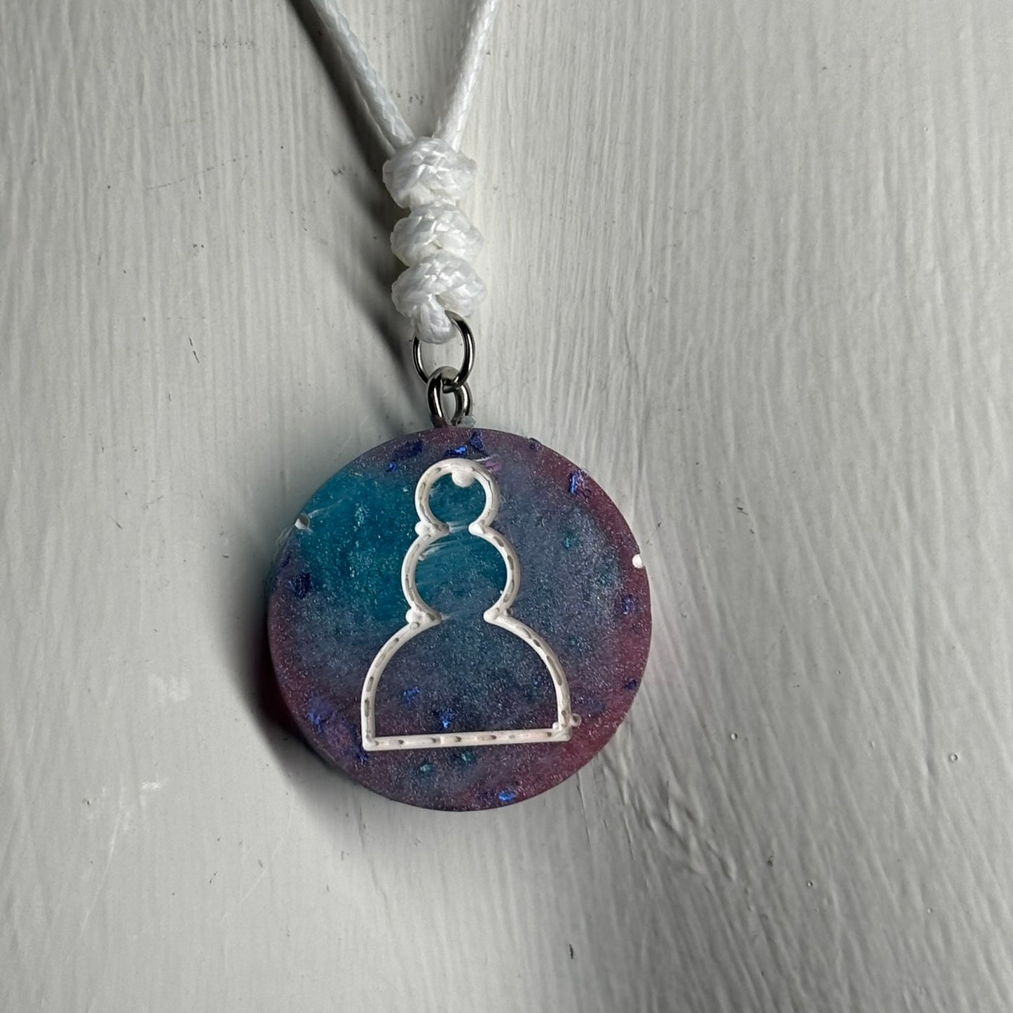 Blue Mixed Pawn - Handmade Resin Chess Necklace