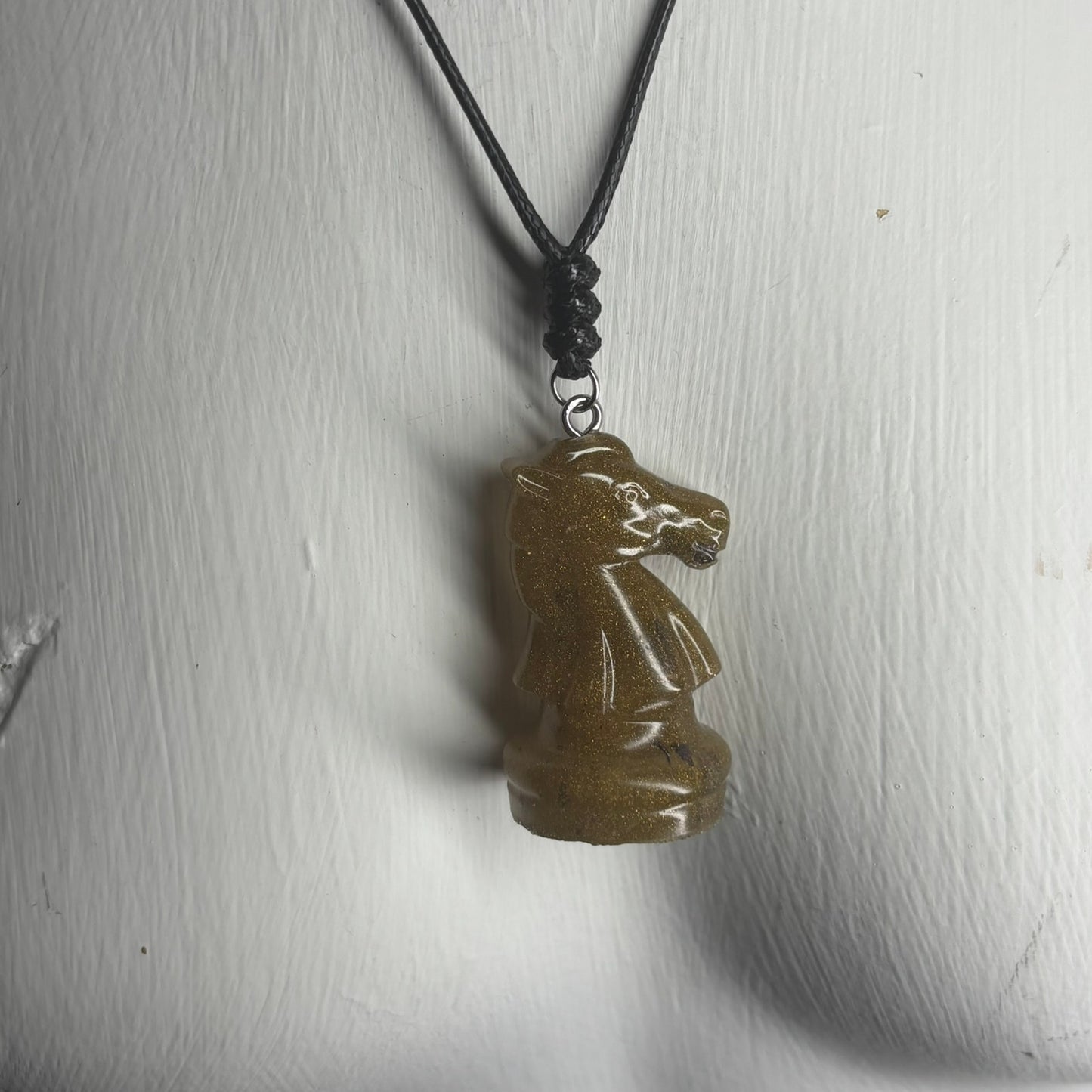 Dark Yellow Knight - Handmade Resin Chess Necklace