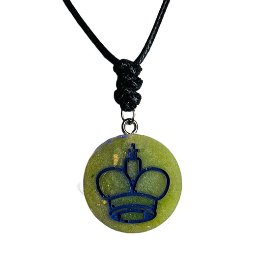 Green King - Handmade Resin Chess Necklace