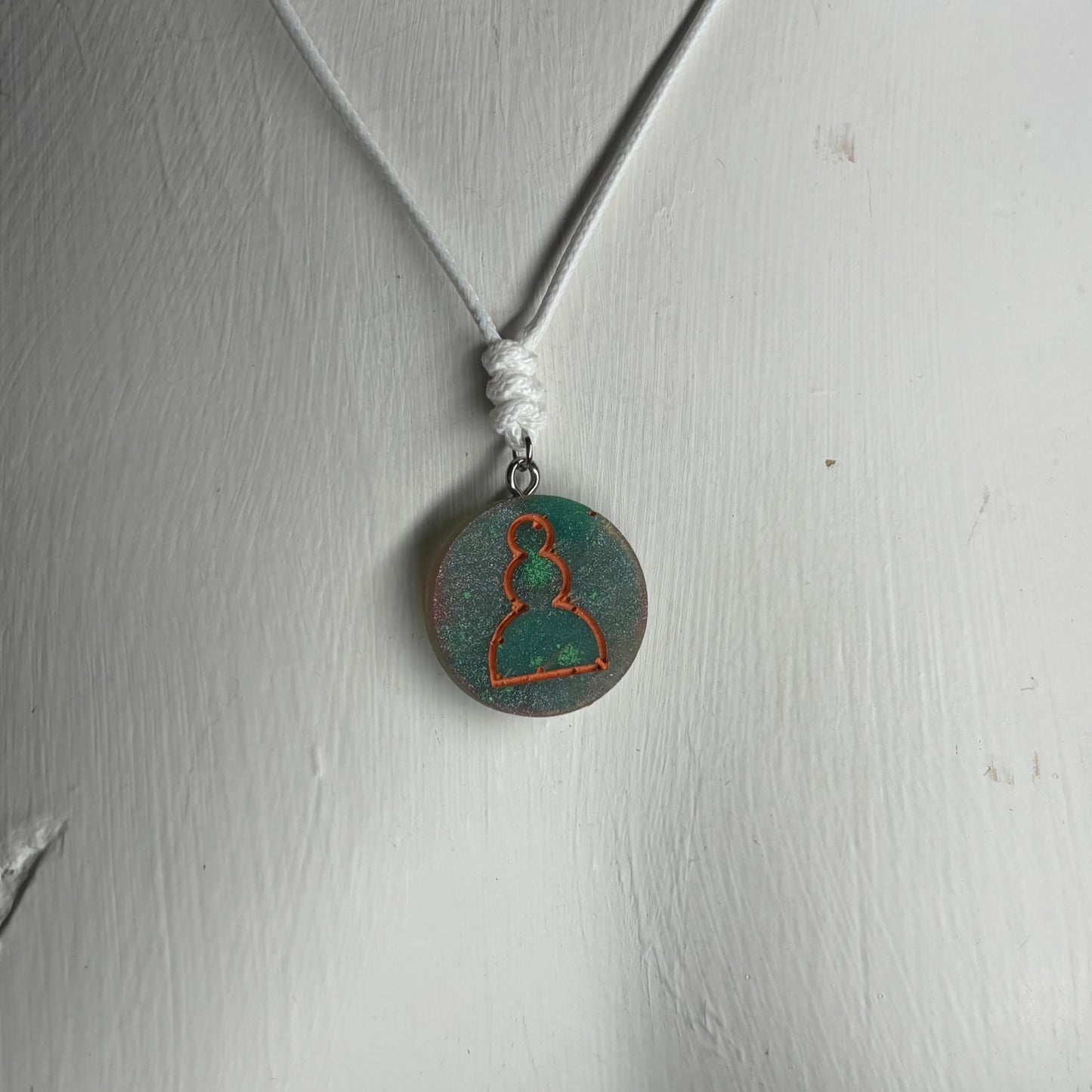 Aqua Green Pawn - Handmade Resin Chess Necklace