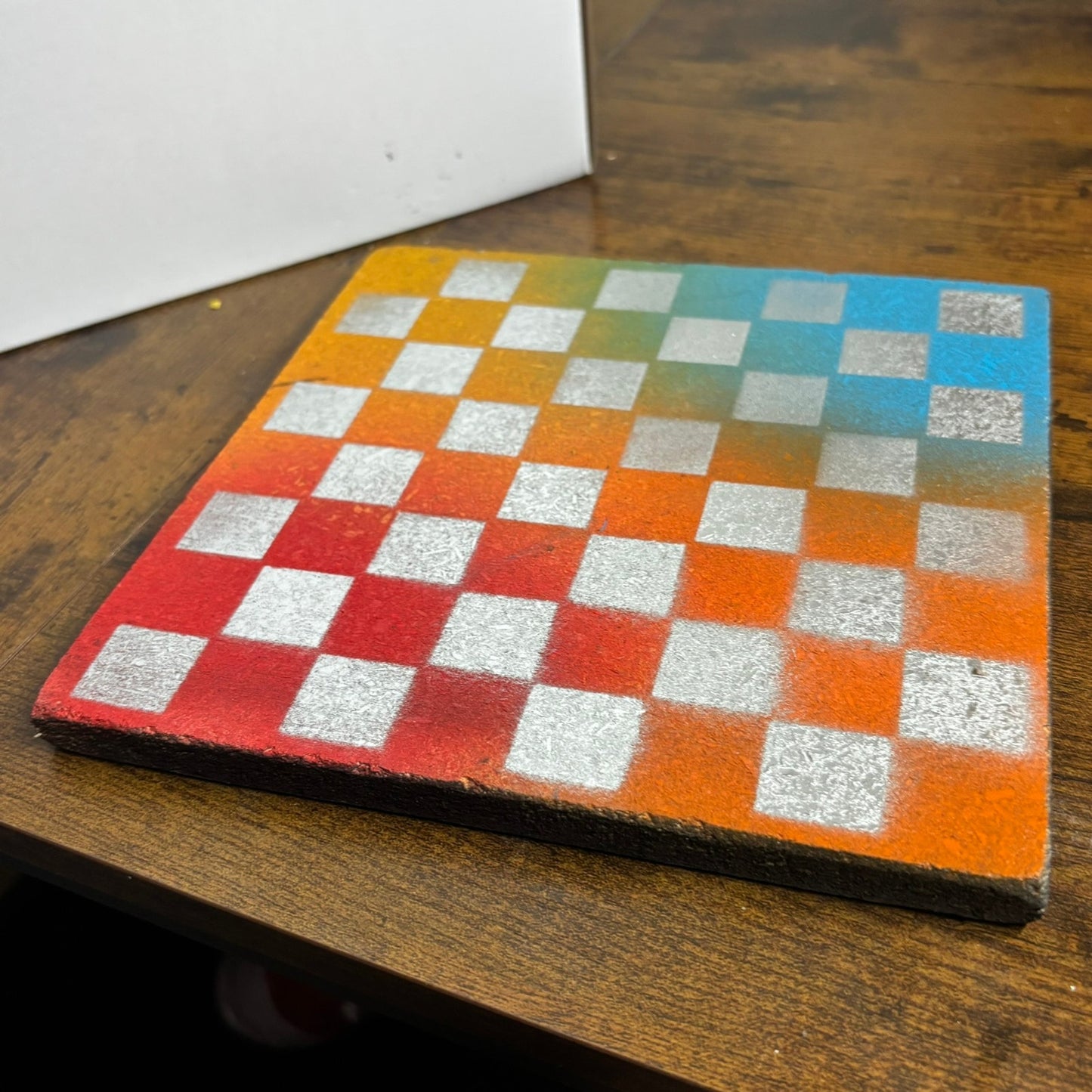 Chrome Color Smudge - Painted Double Sided Chess Board