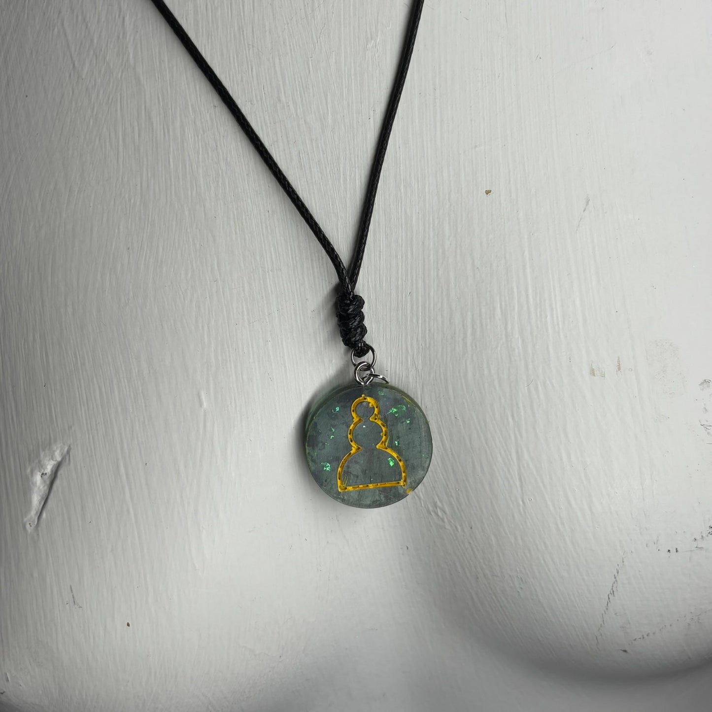 Crystal Green Pawn - Handmade Resin Chess Necklace